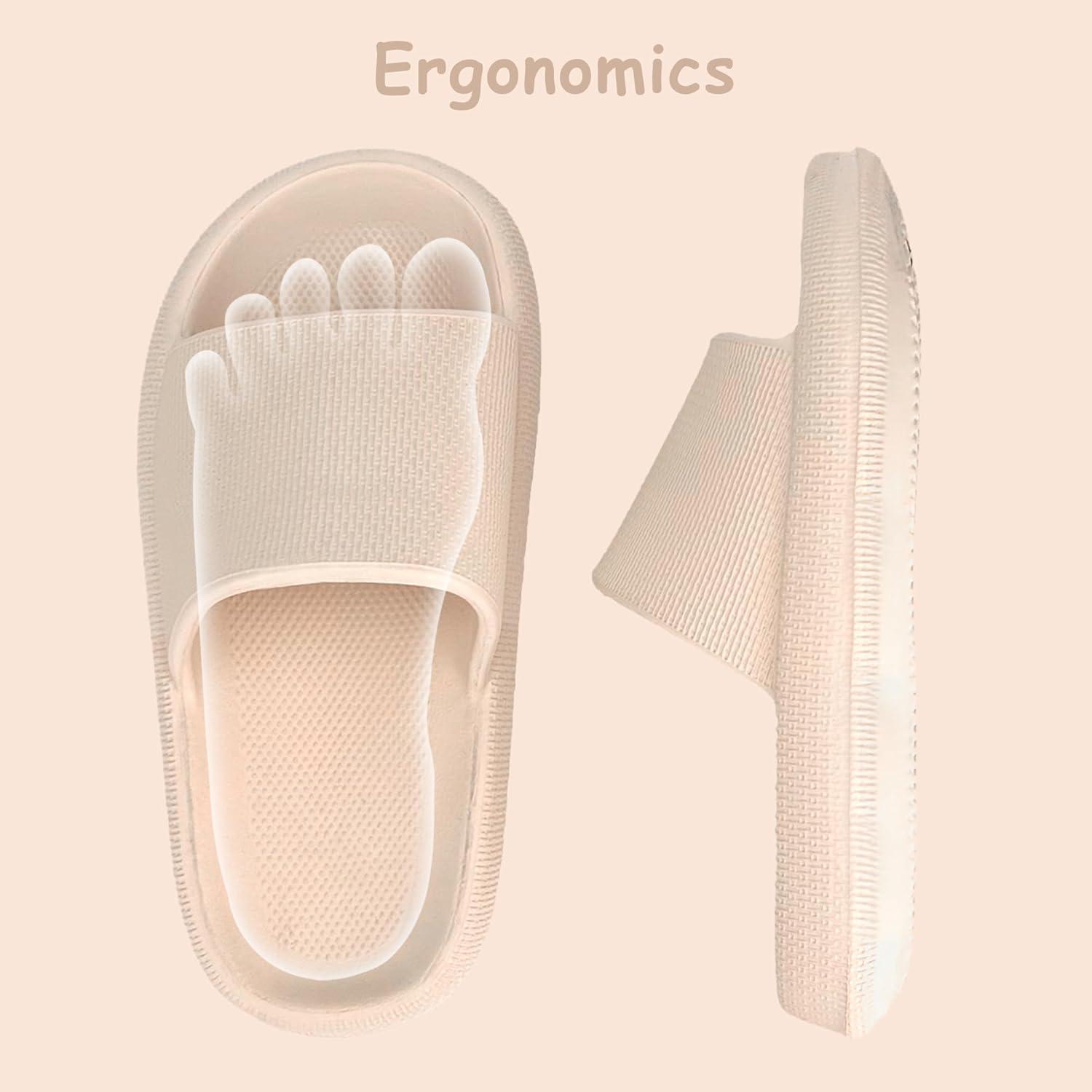 imageCubufly Cloud Slides for KidsBoys Girls Shower Slippers Slip on SandalsNonSlip Open Toe Pillow Slippers SandalsQuick Drying Summer Beach Pool ShoesBeige