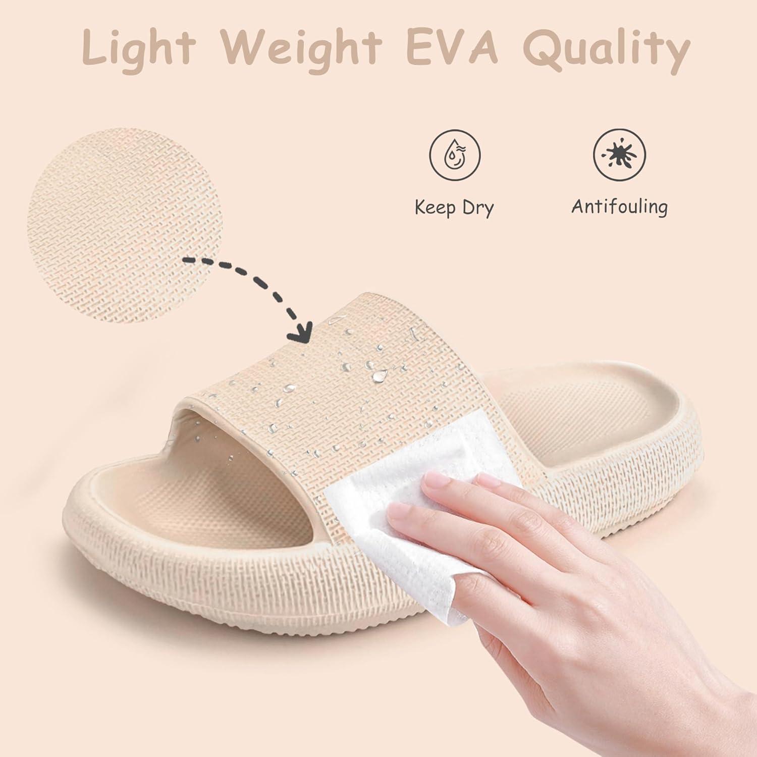 imageCubufly Cloud Slides for KidsBoys Girls Shower Slippers Slip on SandalsNonSlip Open Toe Pillow Slippers SandalsQuick Drying Summer Beach Pool ShoesBeige