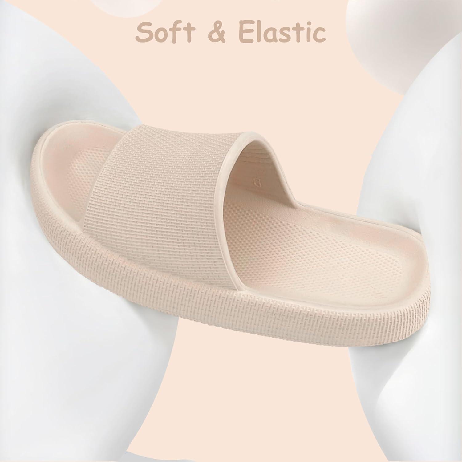 imageCubufly Cloud Slides for KidsBoys Girls Shower Slippers Slip on SandalsNonSlip Open Toe Pillow Slippers SandalsQuick Drying Summer Beach Pool ShoesBeige