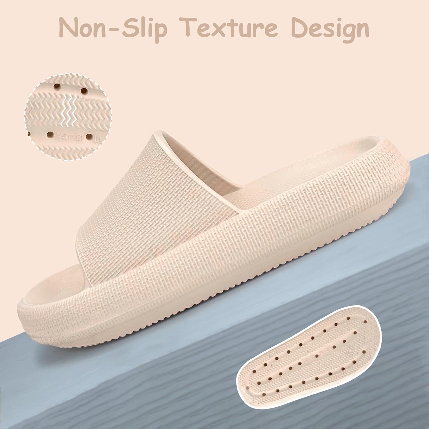 imageCubufly Cloud Slides for KidsBoys Girls Shower Slippers Slip on SandalsNonSlip Open Toe Pillow Slippers SandalsQuick Drying Summer Beach Pool ShoesBeige