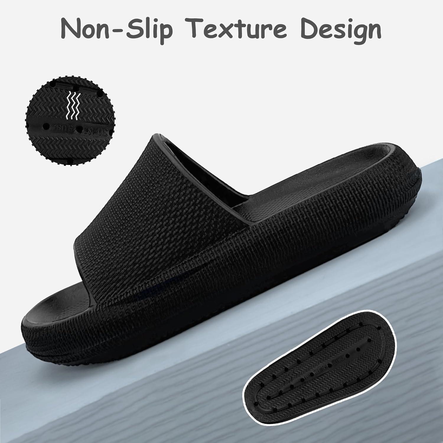 imageCubufly Cloud Slides for KidsBoys Girls Shower Slippers Slip on SandalsNonSlip Open Toe Pillow Slippers SandalsQuick Drying Summer Beach Pool ShoesBlack