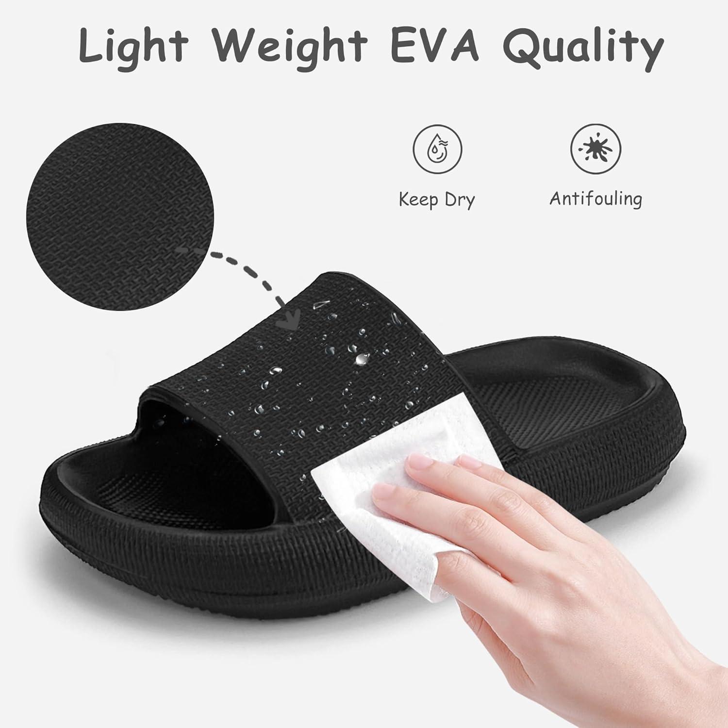 imageCubufly Cloud Slides for KidsBoys Girls Shower Slippers Slip on SandalsNonSlip Open Toe Pillow Slippers SandalsQuick Drying Summer Beach Pool ShoesBlack