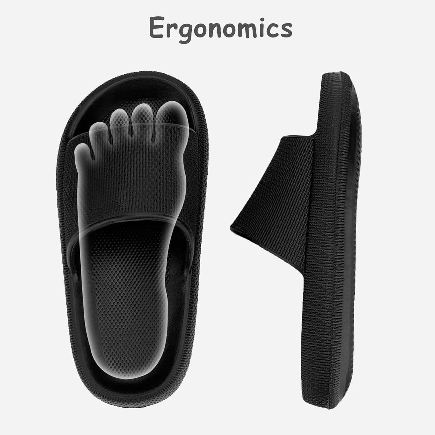 imageCubufly Cloud Slides for KidsBoys Girls Shower Slippers Slip on SandalsNonSlip Open Toe Pillow Slippers SandalsQuick Drying Summer Beach Pool ShoesBlack