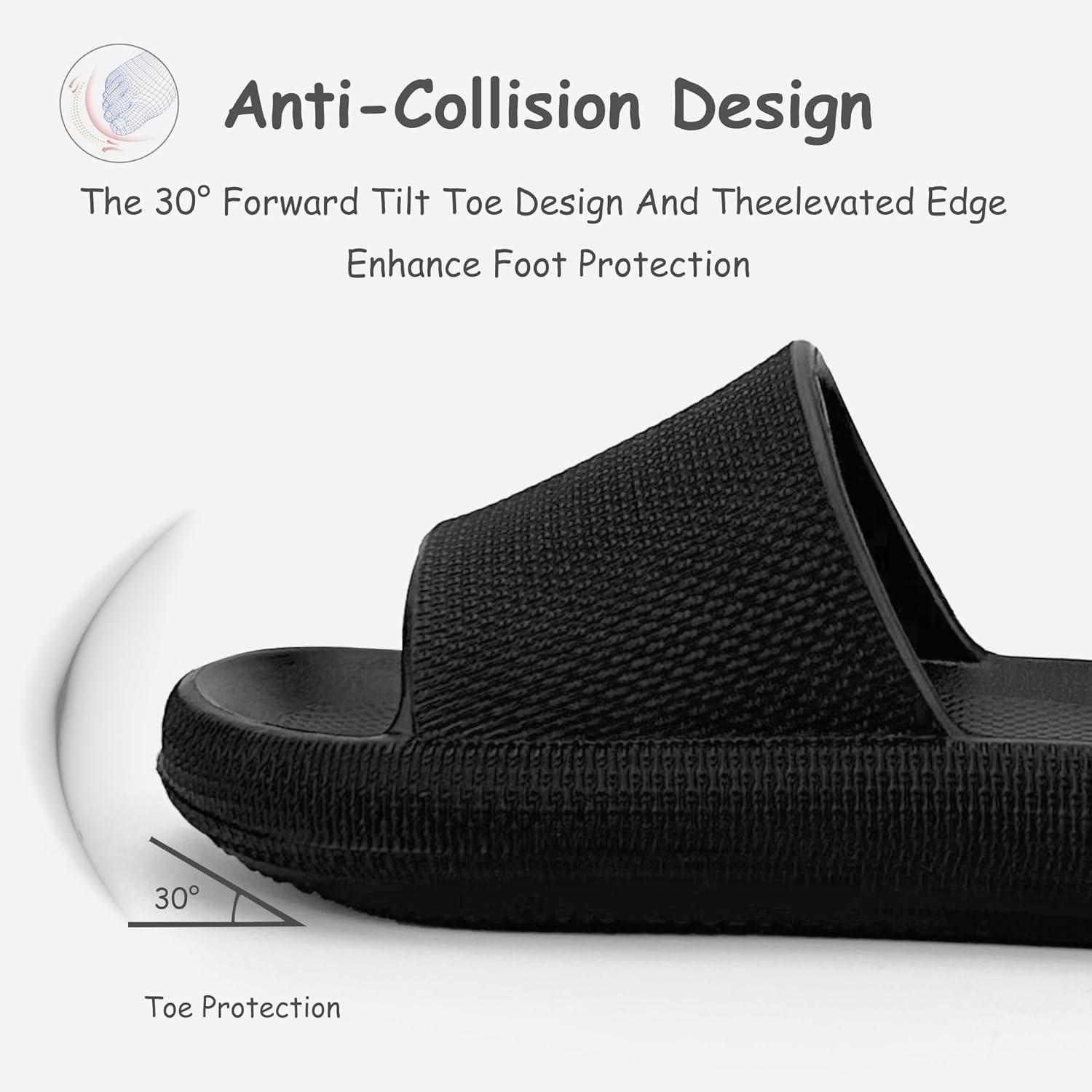 imageCubufly Cloud Slides for KidsBoys Girls Shower Slippers Slip on SandalsNonSlip Open Toe Pillow Slippers SandalsQuick Drying Summer Beach Pool ShoesBlack