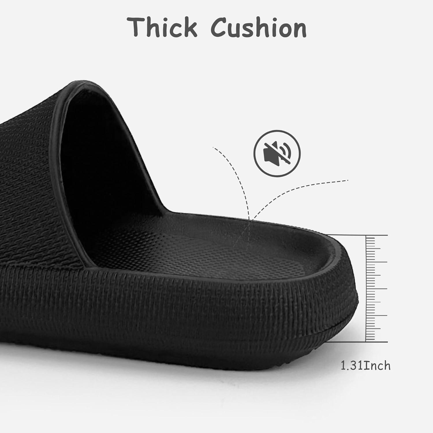 imageCubufly Cloud Slides for KidsBoys Girls Shower Slippers Slip on SandalsNonSlip Open Toe Pillow Slippers SandalsQuick Drying Summer Beach Pool ShoesBlack