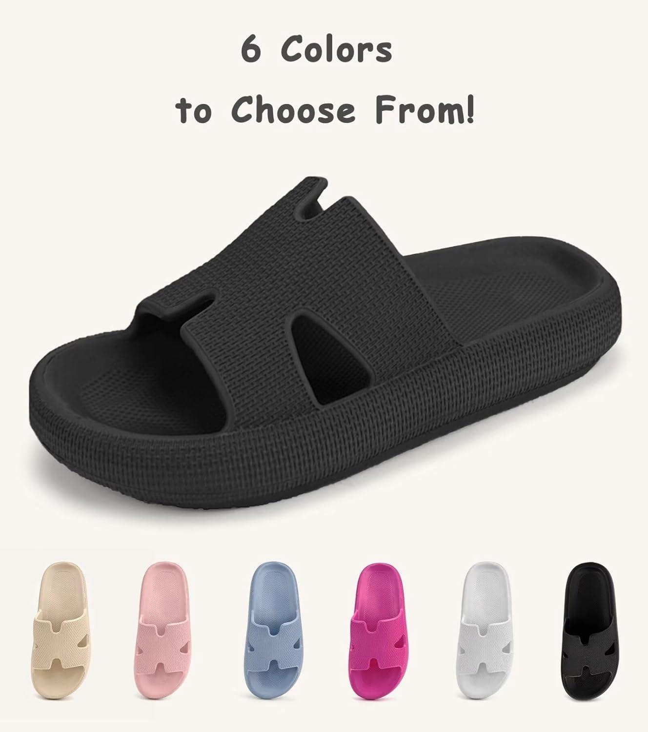 imageCubufly Cloud Slides for KidsBoys Girls Shower Slippers Slip on SandalsNonSlip Open Toe Pillow Slippers SandalsQuick Drying Summer Beach Pool ShoesDark