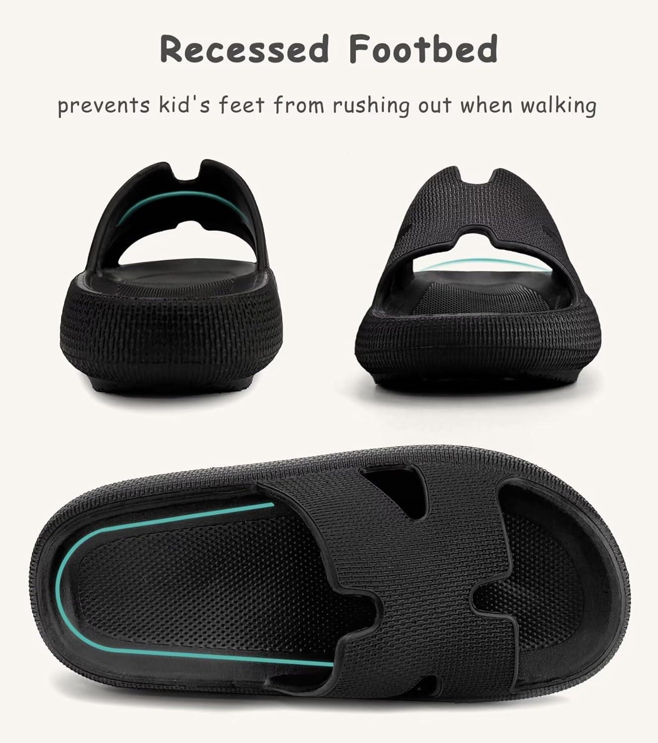 imageCubufly Cloud Slides for KidsBoys Girls Shower Slippers Slip on SandalsNonSlip Open Toe Pillow Slippers SandalsQuick Drying Summer Beach Pool ShoesDark