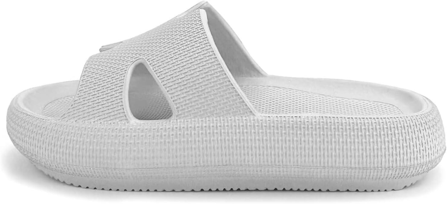 imageCubufly Cloud Slides for KidsBoys Girls Shower Slippers Slip on SandalsNonSlip Open Toe Pillow Slippers SandalsQuick Drying Summer Beach Pool ShoesGrey