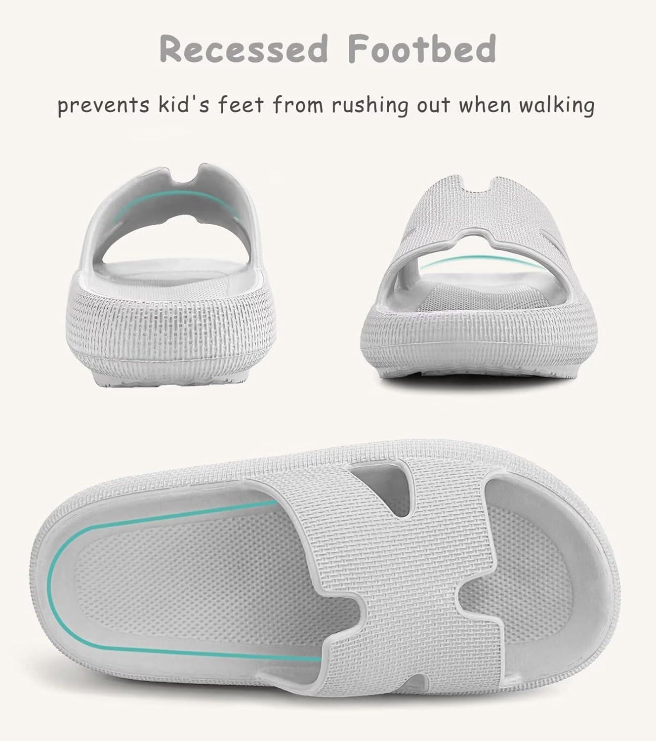 imageCubufly Cloud Slides for KidsBoys Girls Shower Slippers Slip on SandalsNonSlip Open Toe Pillow Slippers SandalsQuick Drying Summer Beach Pool ShoesGrey