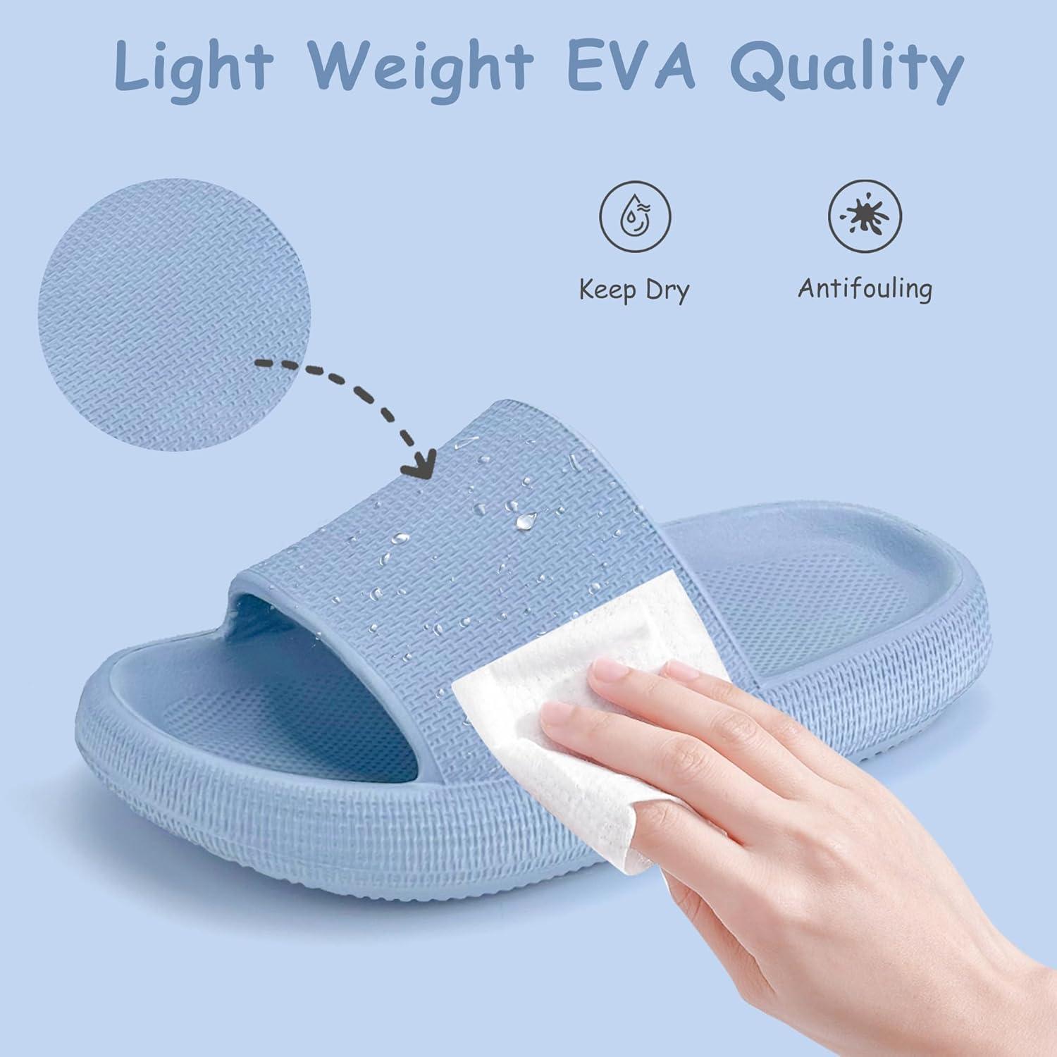imageCubufly Cloud Slides for KidsBoys Girls Shower Slippers Slip on SandalsNonSlip Open Toe Pillow Slippers SandalsQuick Drying Summer Beach Pool ShoesHazeblue