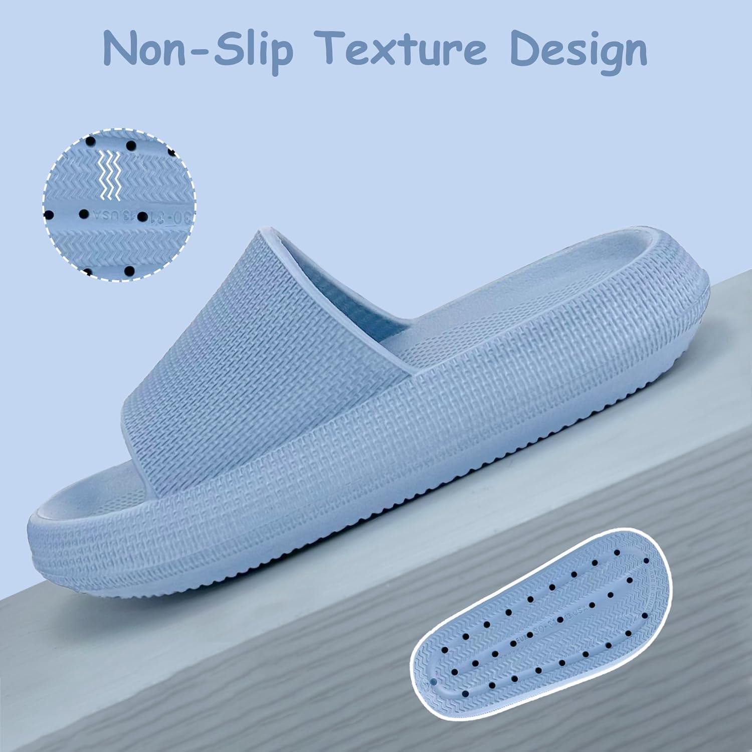 imageCubufly Cloud Slides for KidsBoys Girls Shower Slippers Slip on SandalsNonSlip Open Toe Pillow Slippers SandalsQuick Drying Summer Beach Pool ShoesHazeblue