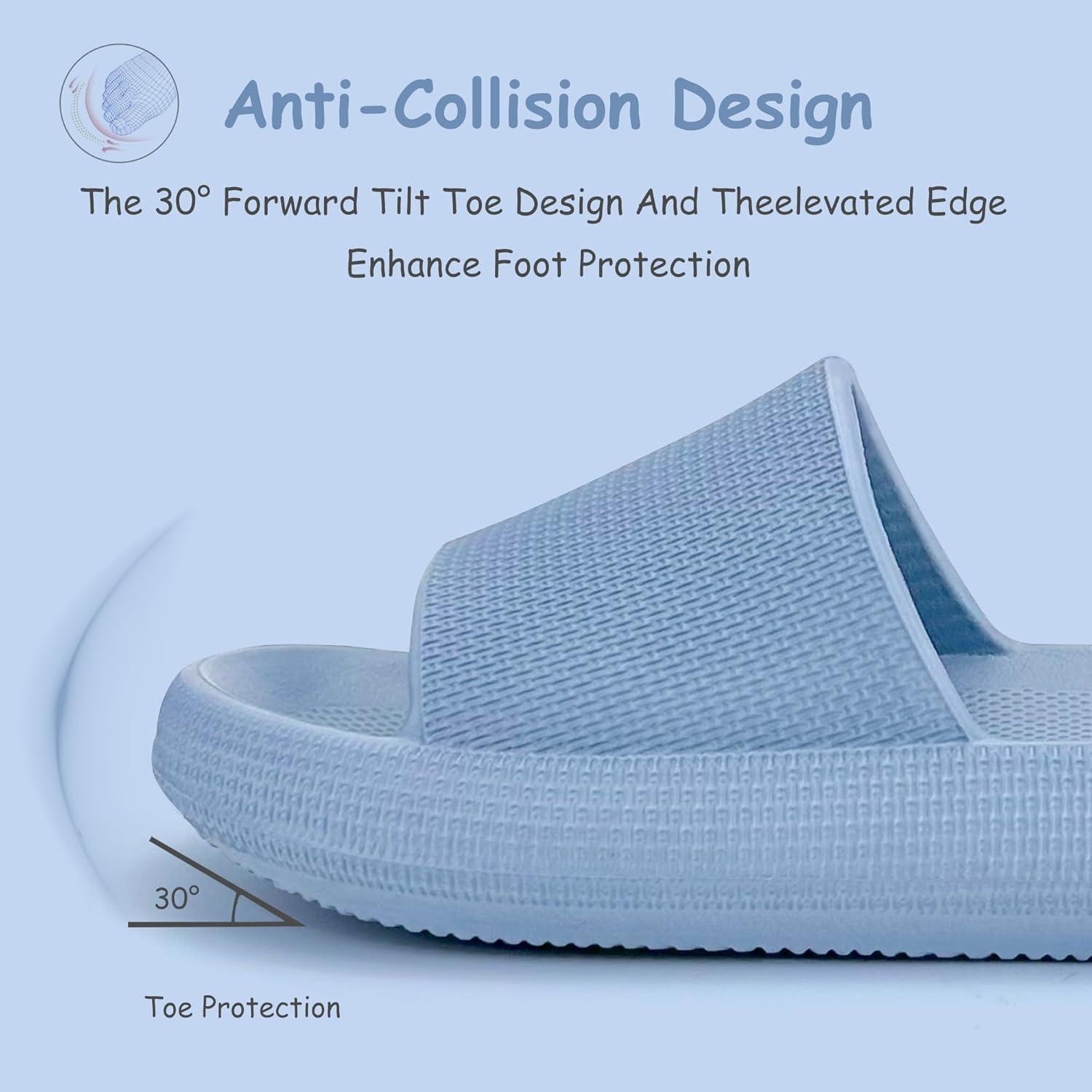 imageCubufly Cloud Slides for KidsBoys Girls Shower Slippers Slip on SandalsNonSlip Open Toe Pillow Slippers SandalsQuick Drying Summer Beach Pool ShoesHazeblue