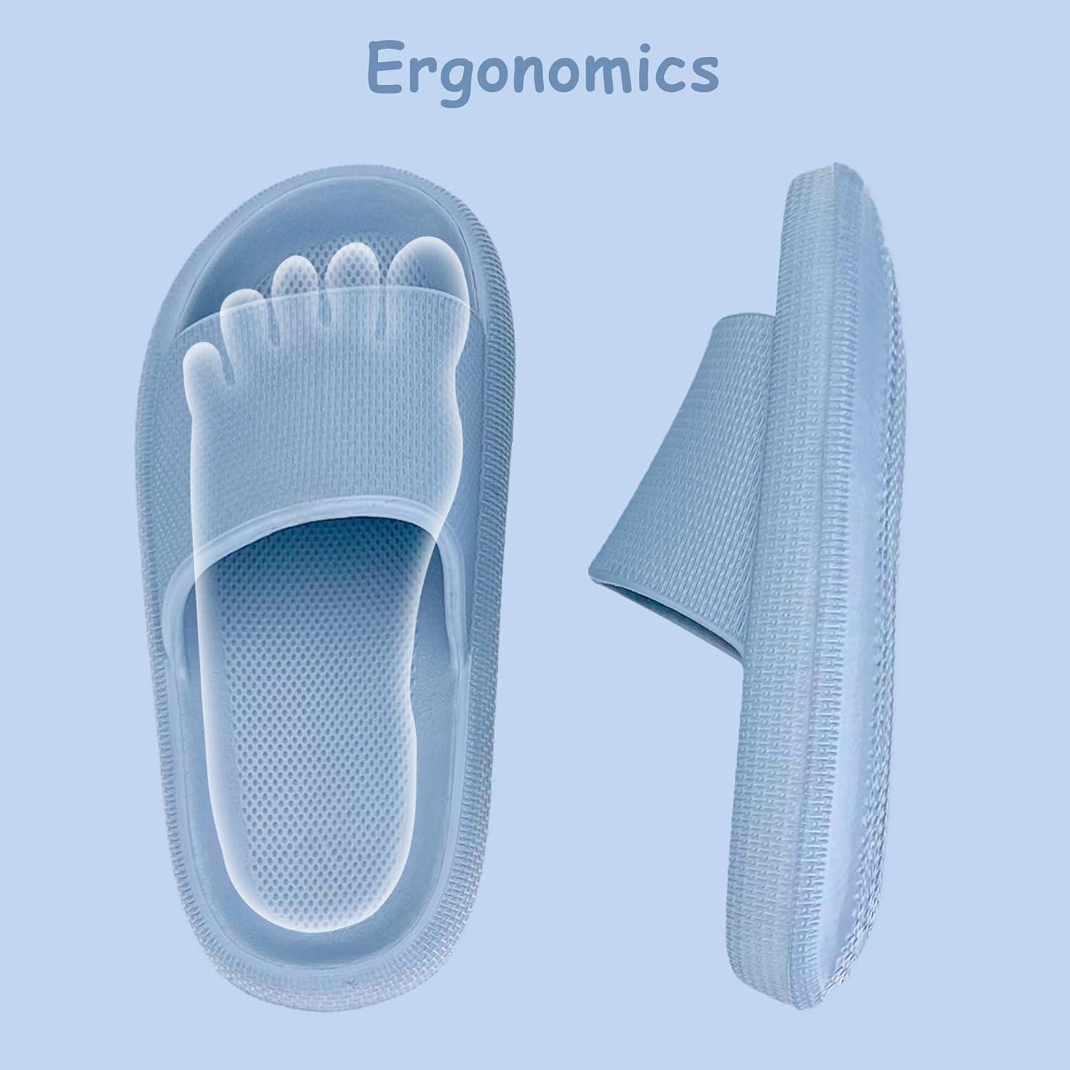 imageCubufly Cloud Slides for KidsBoys Girls Shower Slippers Slip on SandalsNonSlip Open Toe Pillow Slippers SandalsQuick Drying Summer Beach Pool ShoesHazeblue