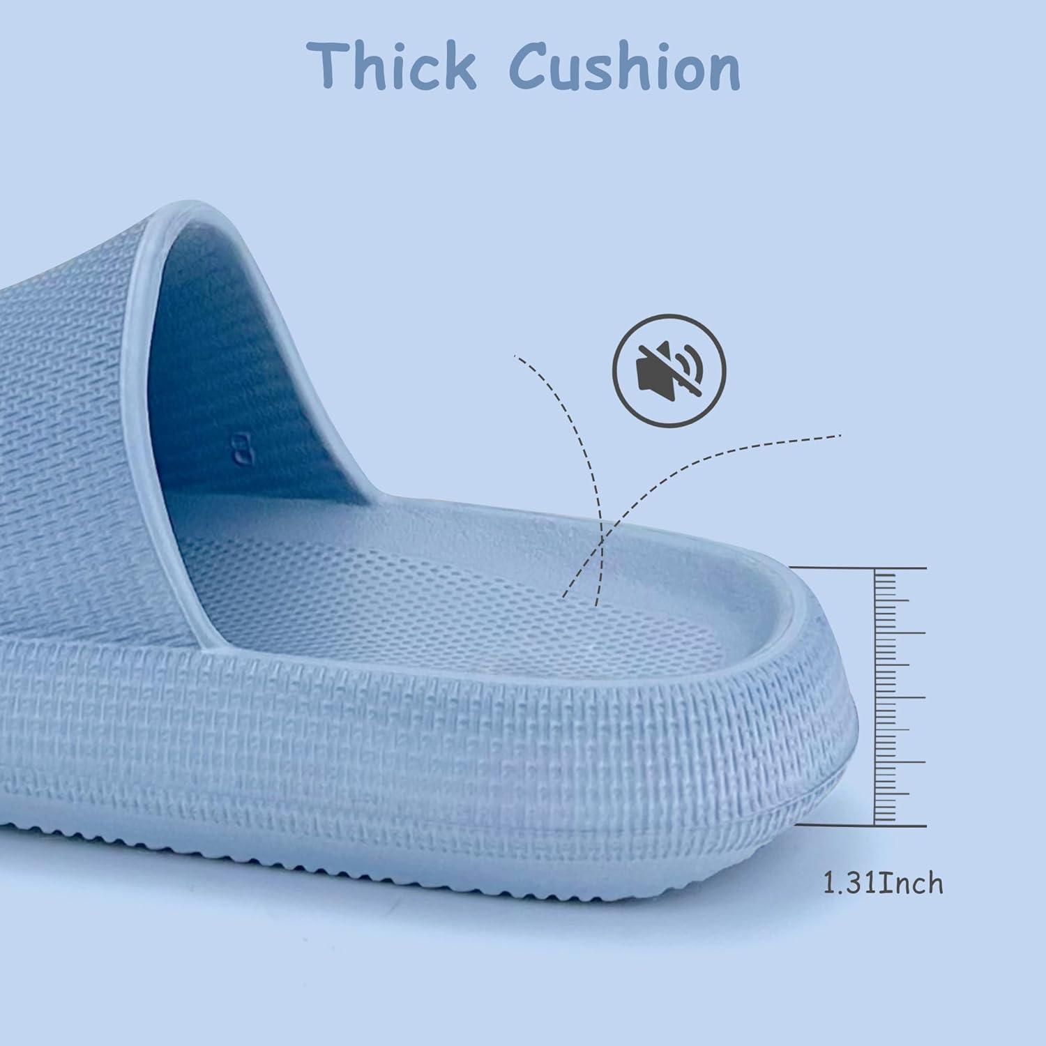 imageCubufly Cloud Slides for KidsBoys Girls Shower Slippers Slip on SandalsNonSlip Open Toe Pillow Slippers SandalsQuick Drying Summer Beach Pool ShoesHazeblue