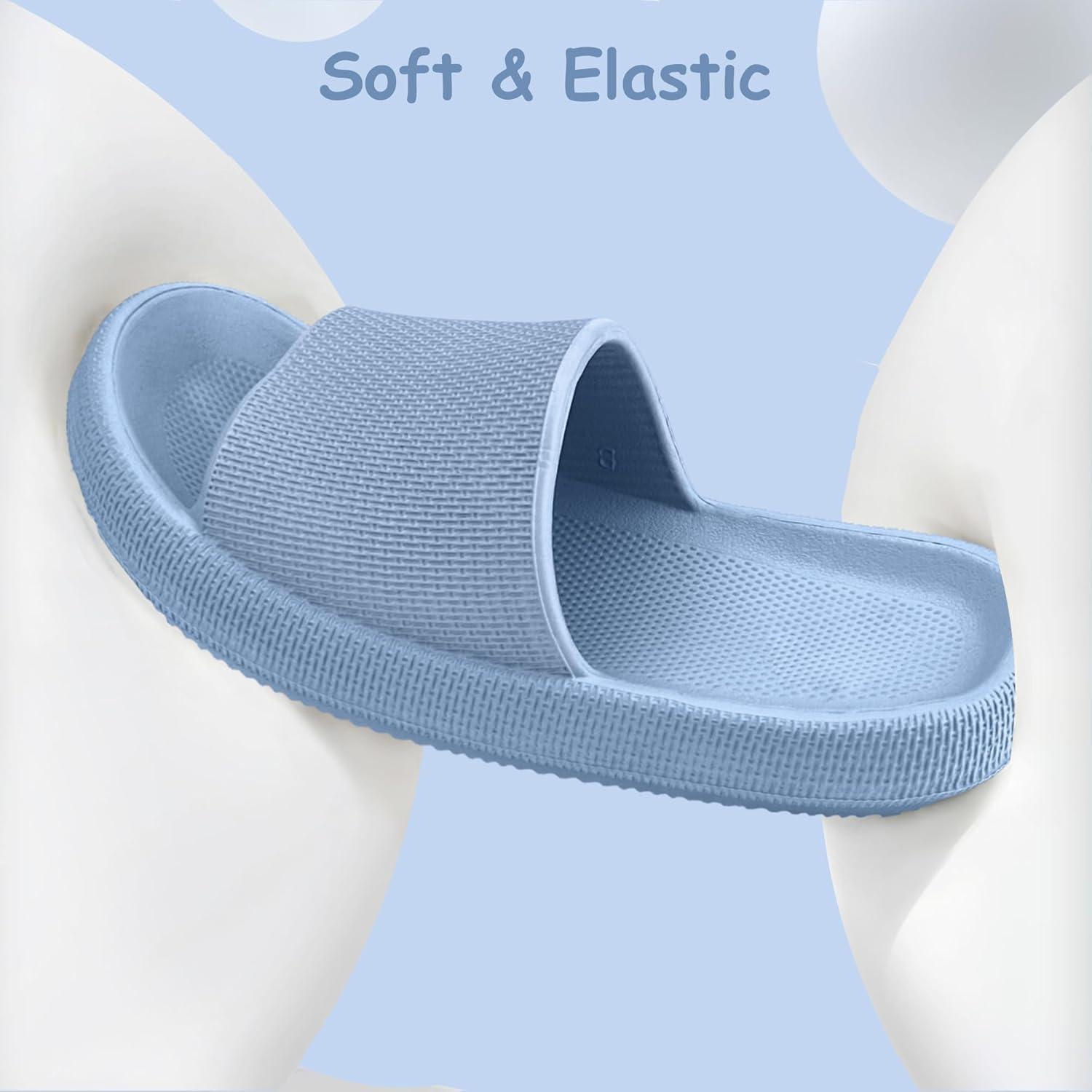 imageCubufly Cloud Slides for KidsBoys Girls Shower Slippers Slip on SandalsNonSlip Open Toe Pillow Slippers SandalsQuick Drying Summer Beach Pool ShoesHazeblue
