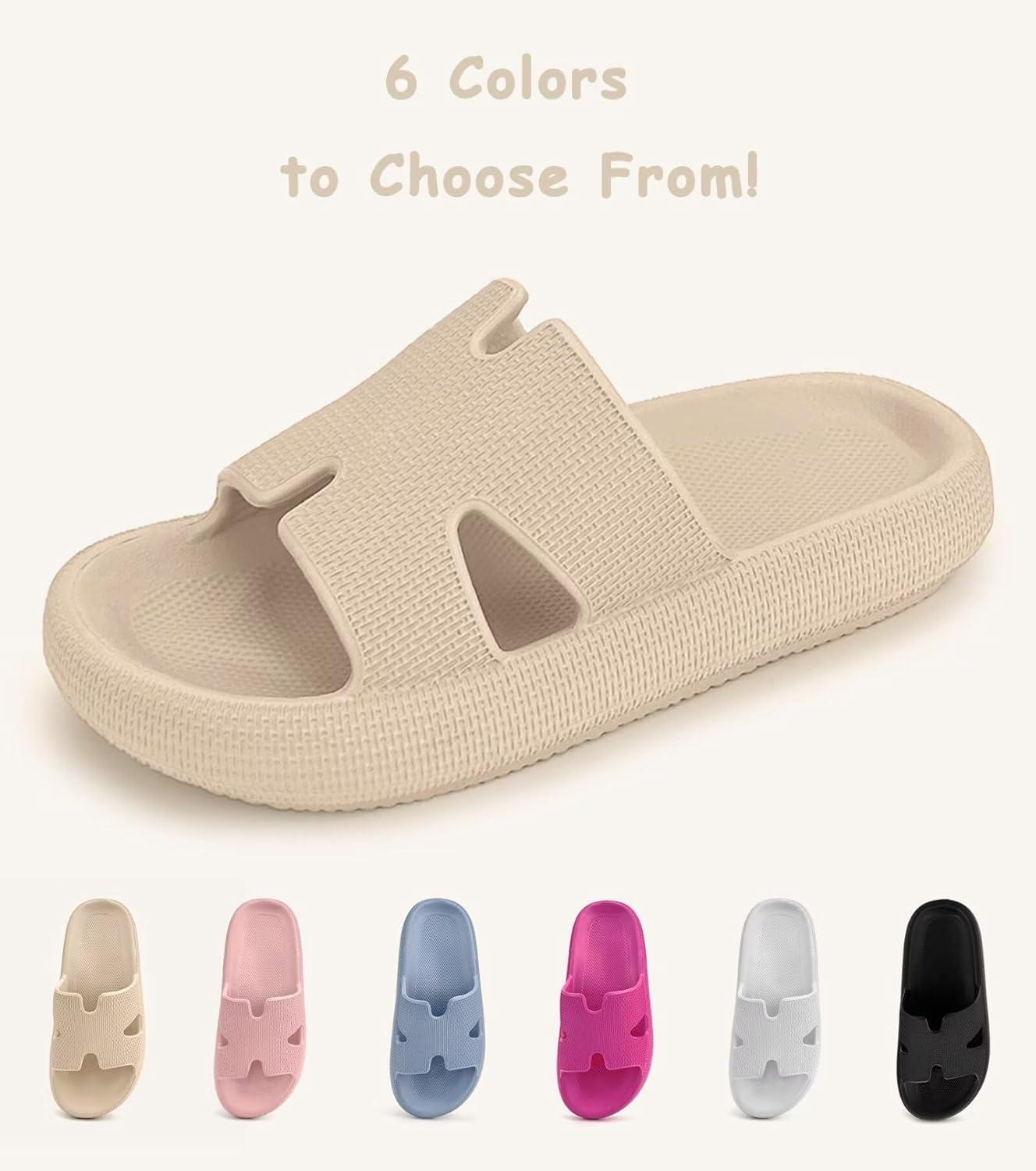 imageCubufly Cloud Slides for KidsBoys Girls Shower Slippers Slip on SandalsNonSlip Open Toe Pillow Slippers SandalsQuick Drying Summer Beach Pool ShoesKhaki