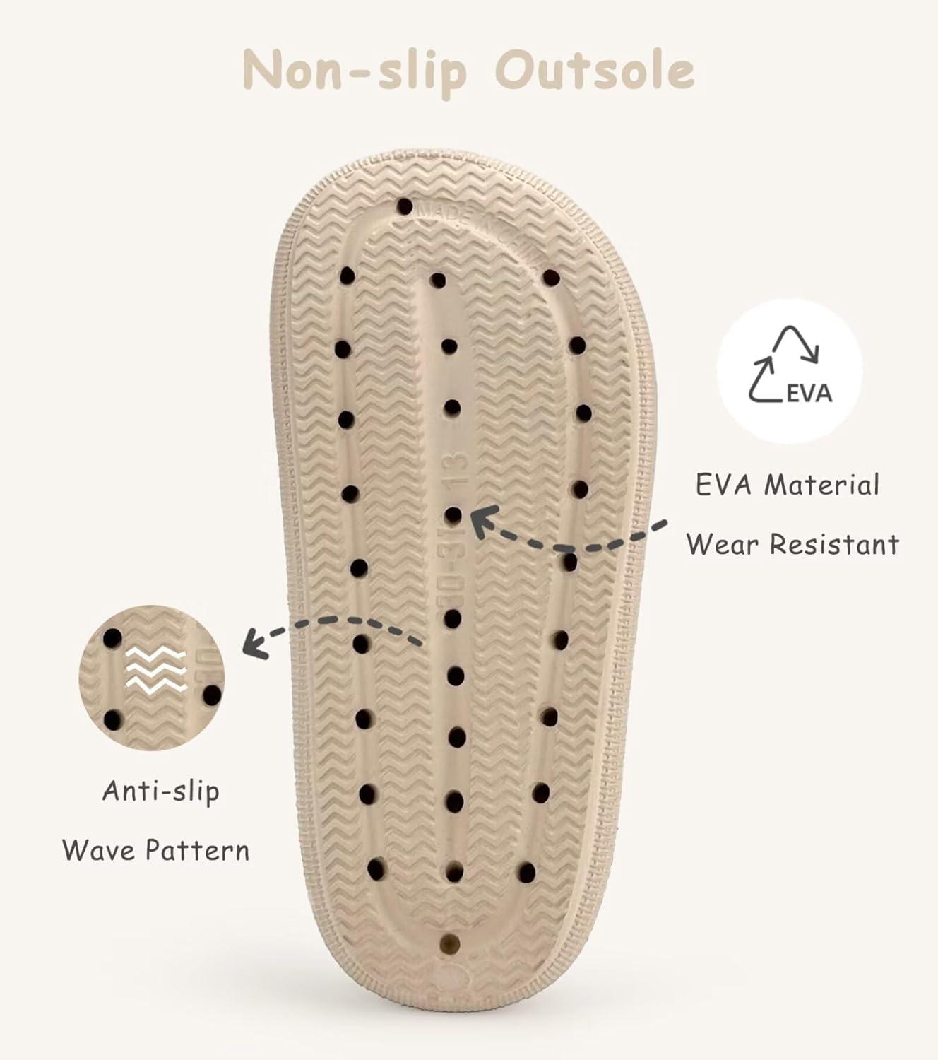 imageCubufly Cloud Slides for KidsBoys Girls Shower Slippers Slip on SandalsNonSlip Open Toe Pillow Slippers SandalsQuick Drying Summer Beach Pool ShoesKhaki