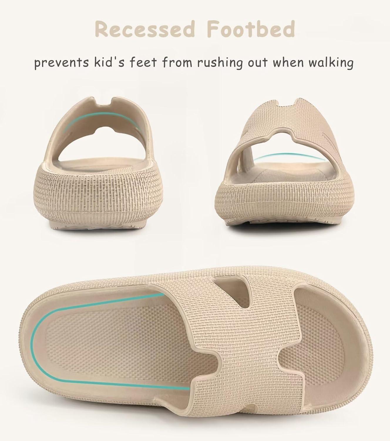 imageCubufly Cloud Slides for KidsBoys Girls Shower Slippers Slip on SandalsNonSlip Open Toe Pillow Slippers SandalsQuick Drying Summer Beach Pool ShoesKhaki