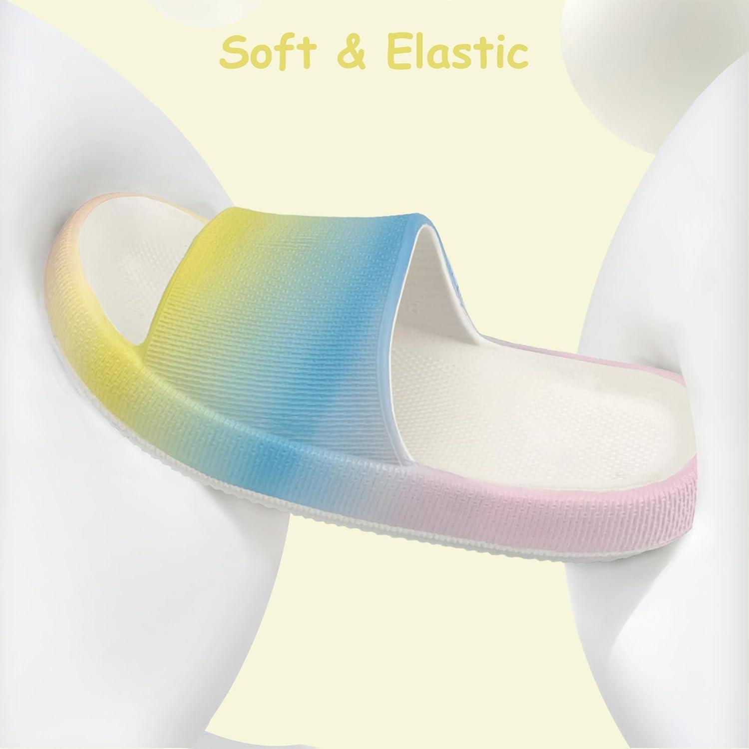 imageCubufly Cloud Slides for KidsBoys Girls Shower Slippers Slip on SandalsNonSlip Open Toe Pillow Slippers SandalsQuick Drying Summer Beach Pool ShoesRainbow