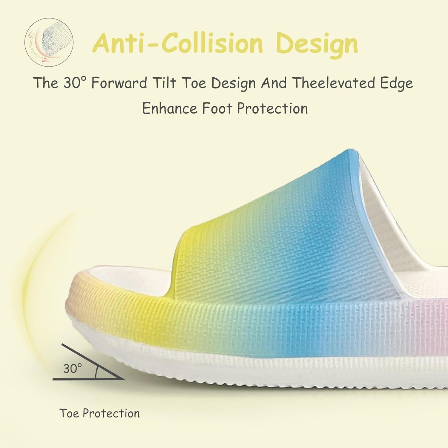 imageCubufly Cloud Slides for KidsBoys Girls Shower Slippers Slip on SandalsNonSlip Open Toe Pillow Slippers SandalsQuick Drying Summer Beach Pool ShoesRainbow