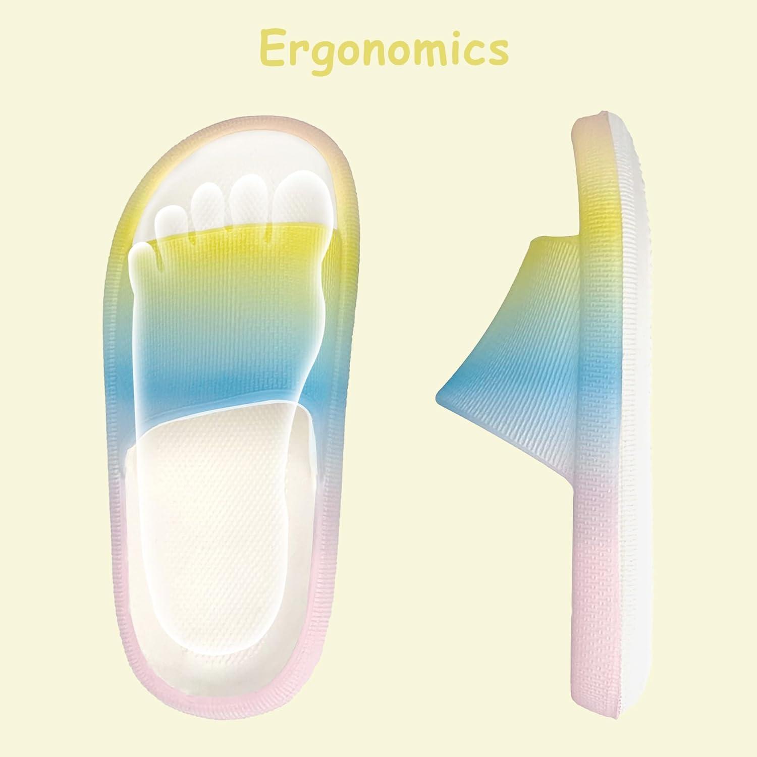 imageCubufly Cloud Slides for KidsBoys Girls Shower Slippers Slip on SandalsNonSlip Open Toe Pillow Slippers SandalsQuick Drying Summer Beach Pool ShoesRainbow