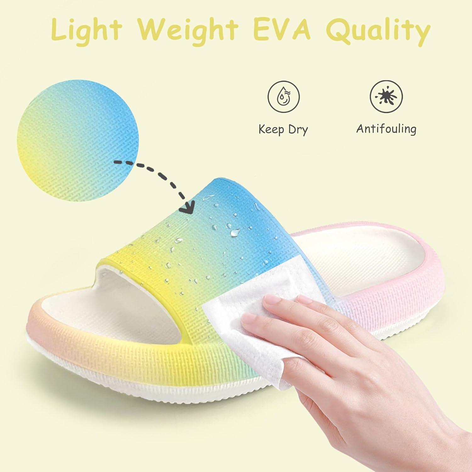 imageCubufly Cloud Slides for KidsBoys Girls Shower Slippers Slip on SandalsNonSlip Open Toe Pillow Slippers SandalsQuick Drying Summer Beach Pool ShoesRainbow