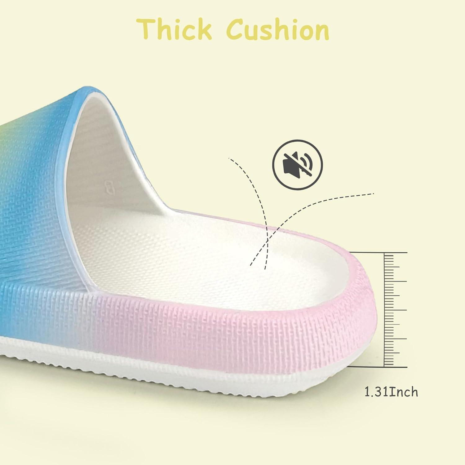 imageCubufly Cloud Slides for KidsBoys Girls Shower Slippers Slip on SandalsNonSlip Open Toe Pillow Slippers SandalsQuick Drying Summer Beach Pool ShoesRainbow