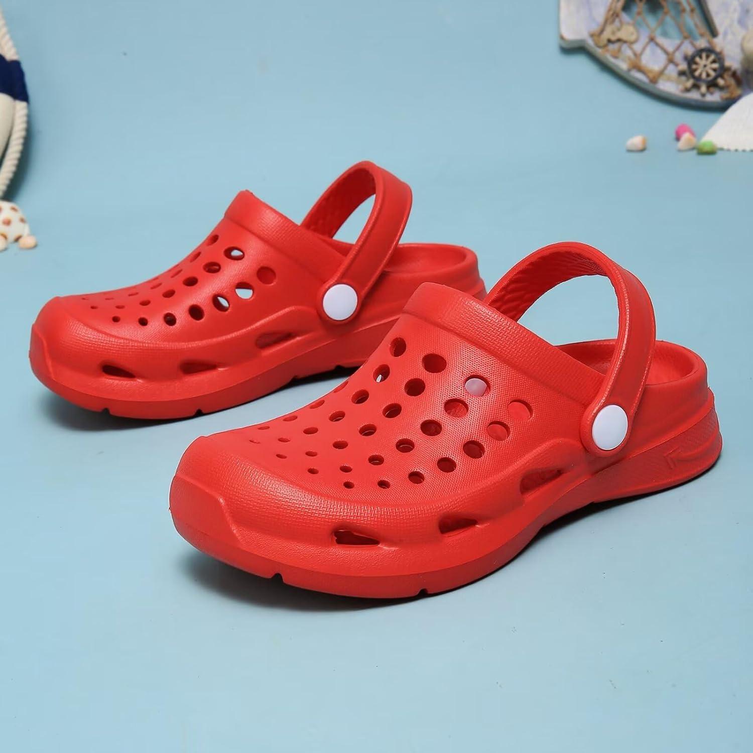 imageCubufly Kid Garden Clogs Slip on Water Shoes Children Sandals for Indoor OutdoorToddlerLittle KidsBig KidsRed