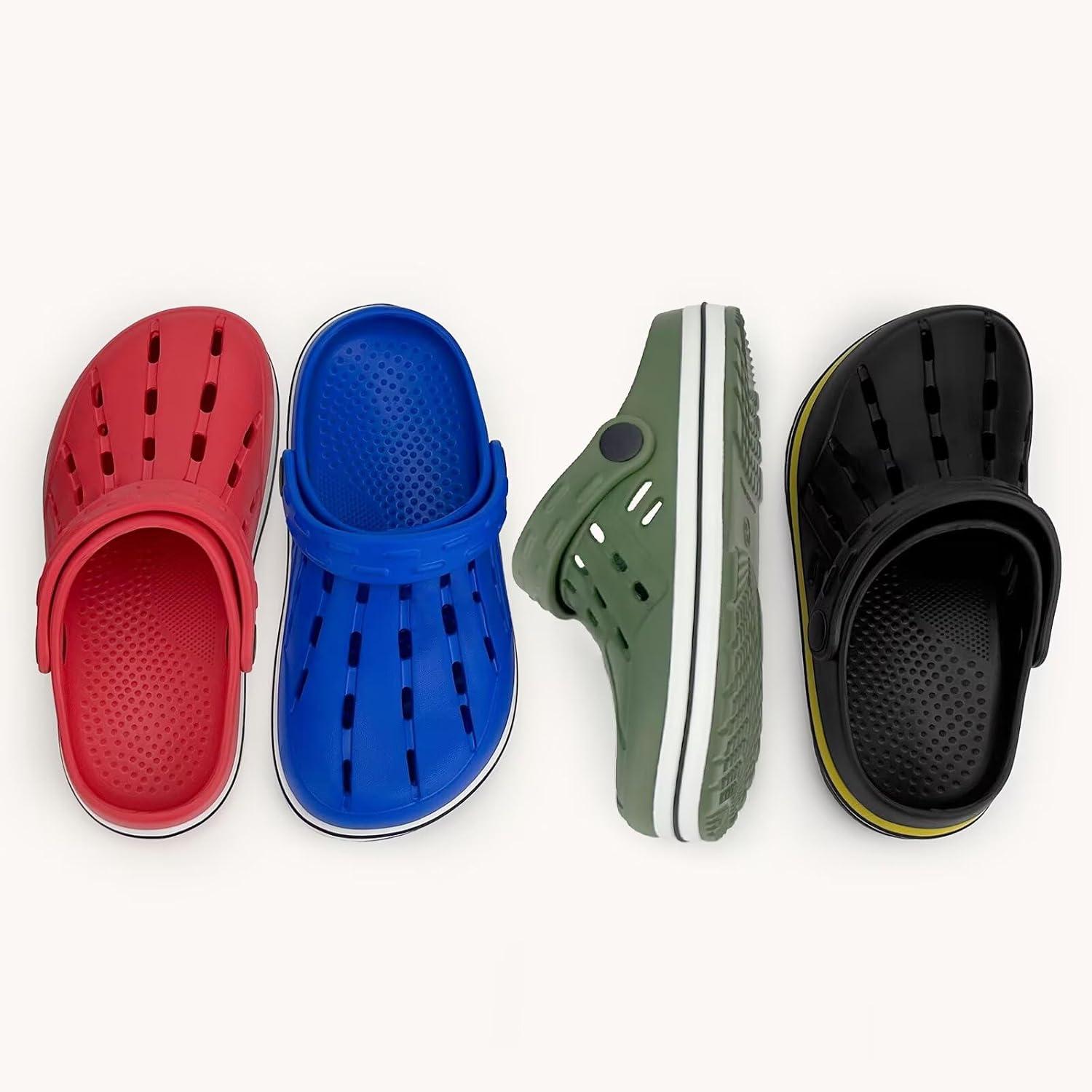 imageCubufly Kids Garden Shoes Boys Girls Glitter Stripe Band Clogs Toddler Slip On Water Sandals Children Beach Pool SlipperArmy Green