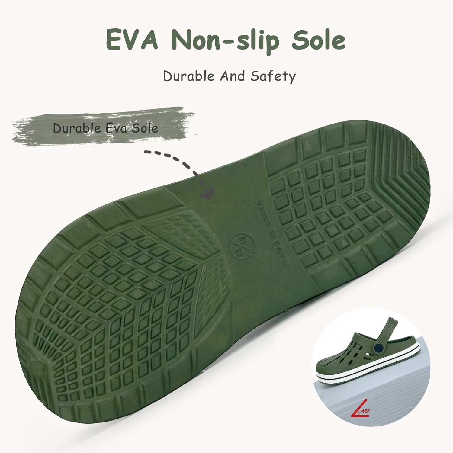 imageCubufly Kids Garden Shoes Boys Girls Glitter Stripe Band Clogs Toddler Slip On Water Sandals Children Beach Pool SlipperArmy Green