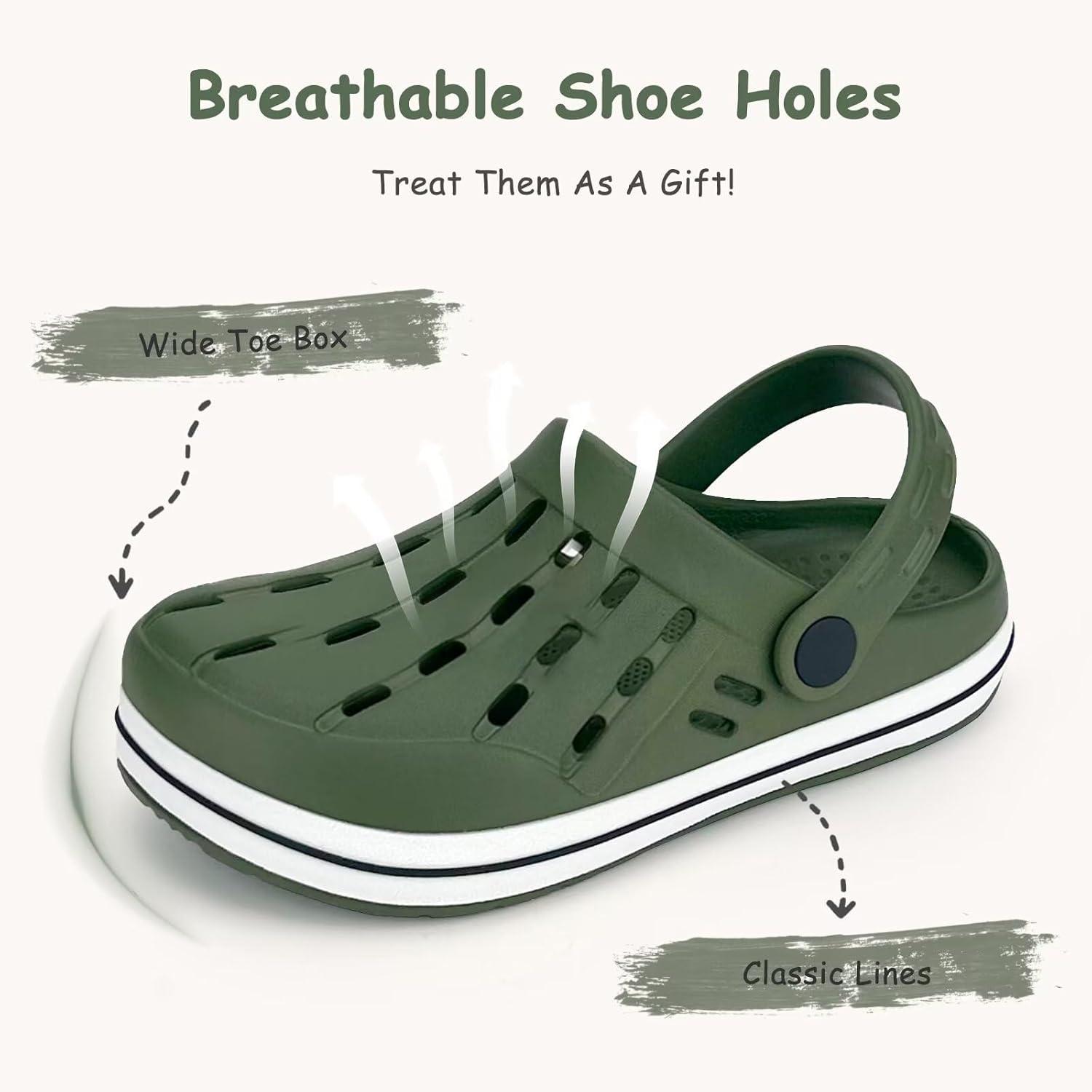 imageCubufly Kids Garden Shoes Boys Girls Glitter Stripe Band Clogs Toddler Slip On Water Sandals Children Beach Pool SlipperArmy Green