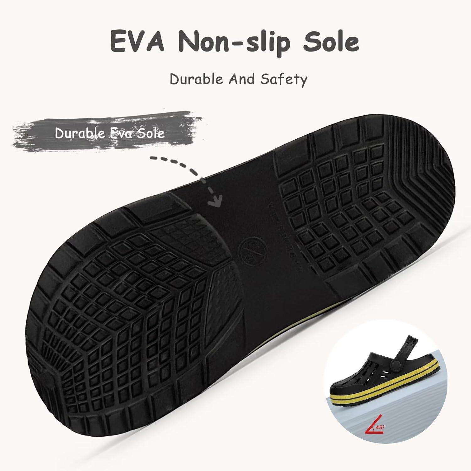 imageCubufly Kids Garden Shoes Boys Girls Glitter Stripe Band Clogs Toddler Slip On Water Sandals Children Beach Pool SlipperBlack