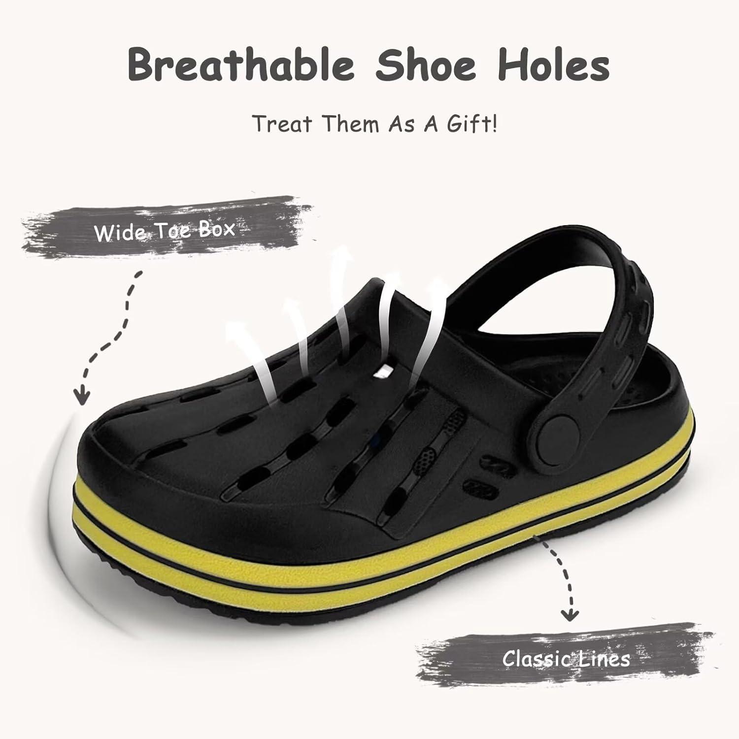 imageCubufly Kids Garden Shoes Boys Girls Glitter Stripe Band Clogs Toddler Slip On Water Sandals Children Beach Pool SlipperBlack