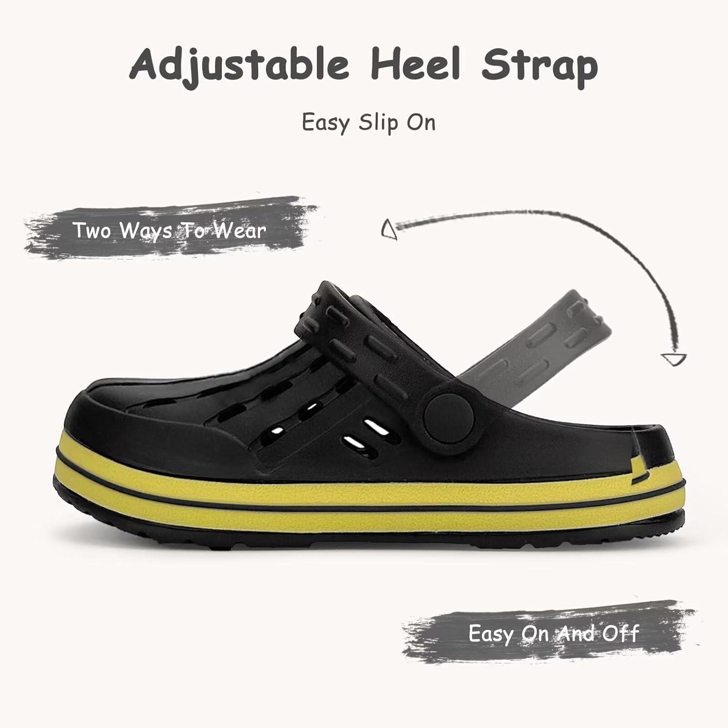 imageCubufly Kids Garden Shoes Boys Girls Glitter Stripe Band Clogs Toddler Slip On Water Sandals Children Beach Pool SlipperBlack