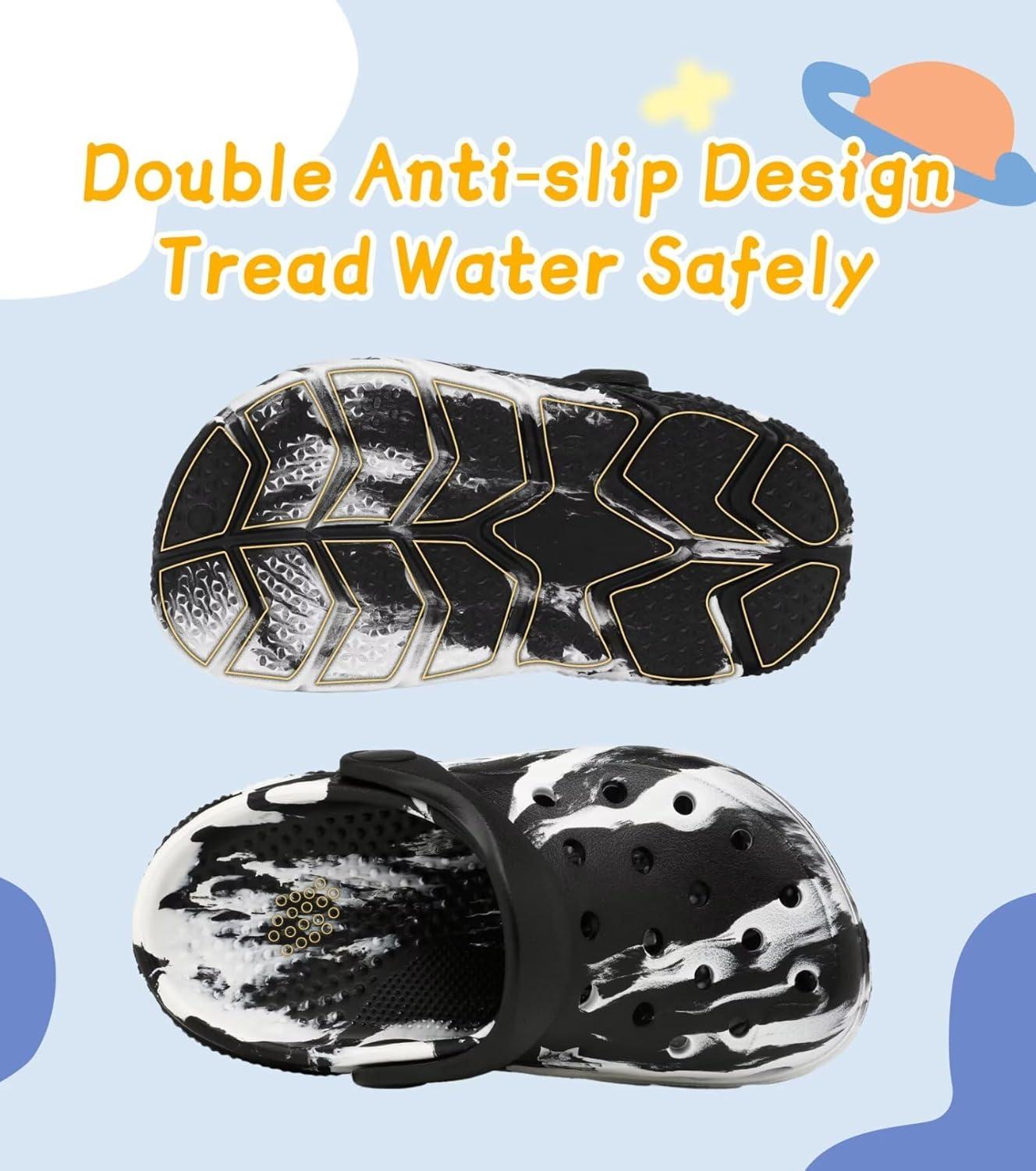 imageCubufly Toddler Kids Clogs Garden Shoes for Boys Girls Marbled Tie Dye Water Shoes Slip on SandalsBlackWhite