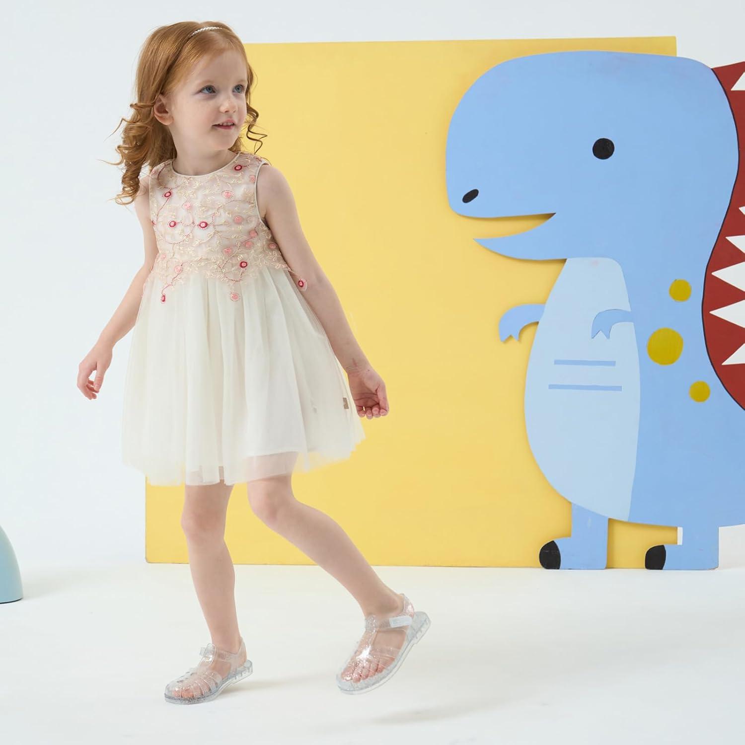 imageGirls Jelly Sandals Summer Costume Princess Dress Flat Breathable Waterproof Fisherman Gladiator Shoes For Girl Closed Toe Beach FlatSandals For Toddler Little Kid Big KidsGlitter Clear