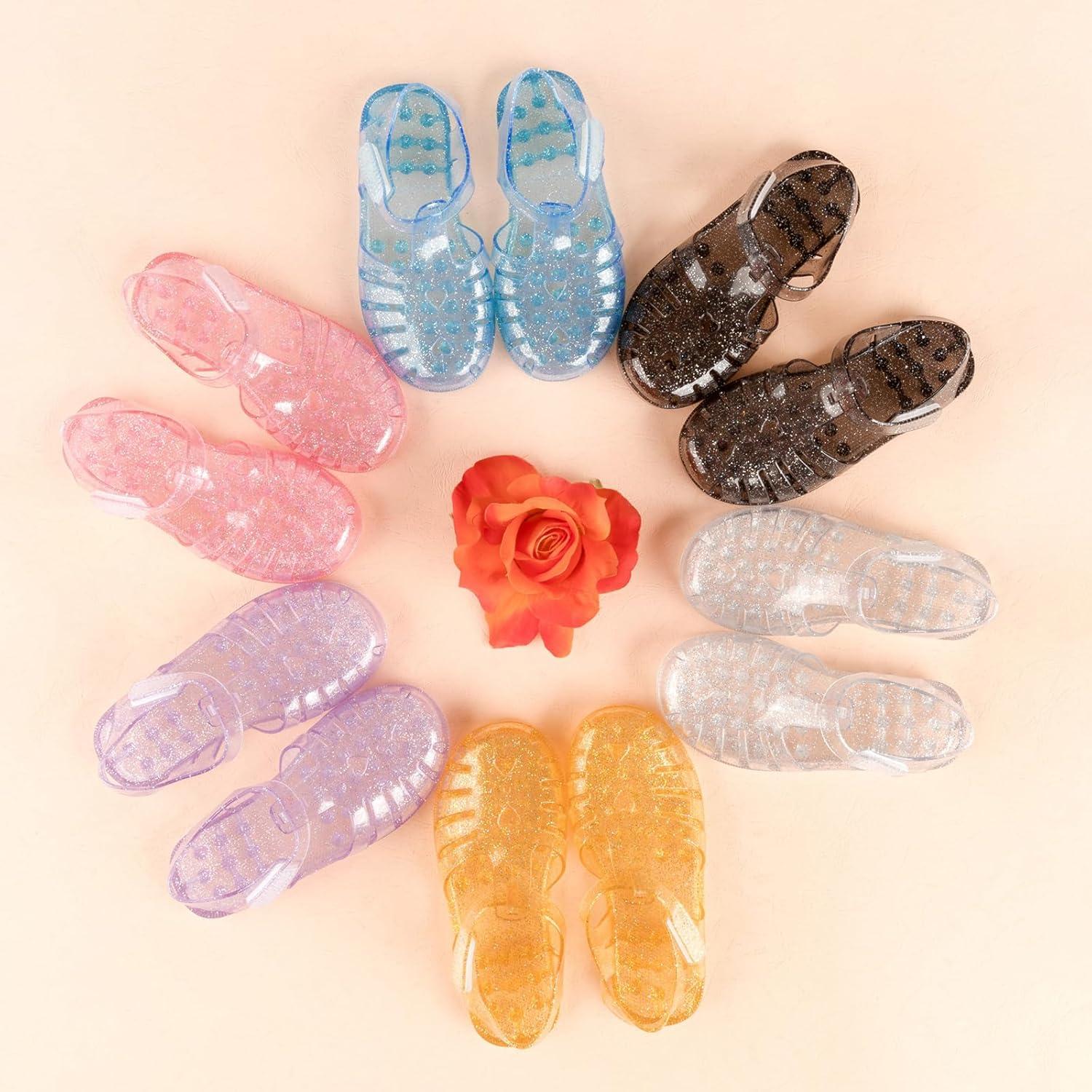 imageGirls Jelly Sandals Summer Costume Princess Dress Flat Breathable Waterproof Fisherman Gladiator Shoes For Girl Closed Toe Beach FlatSandals For Toddler Little Kid Big KidsGlitter Gold