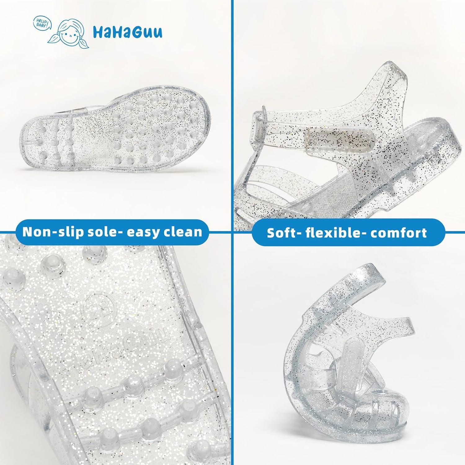 imageGirls Jelly Sandals Summer Costume Princess Dress Flat Breathable Waterproof Fisherman Gladiator Shoes For Girl Closed Toe Beach FlatSandals For Toddler Little Kid Big KidsGlitter Clear