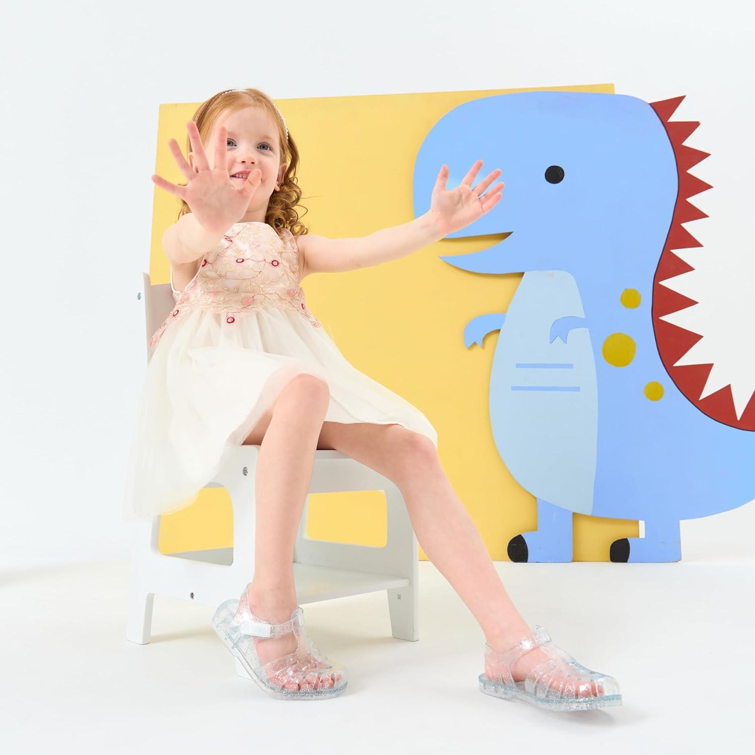 imageGirls Jelly Sandals Summer Costume Princess Dress Flat Breathable Waterproof Fisherman Gladiator Shoes For Girl Closed Toe Beach FlatSandals For Toddler Little Kid Big KidsGlitter Gold