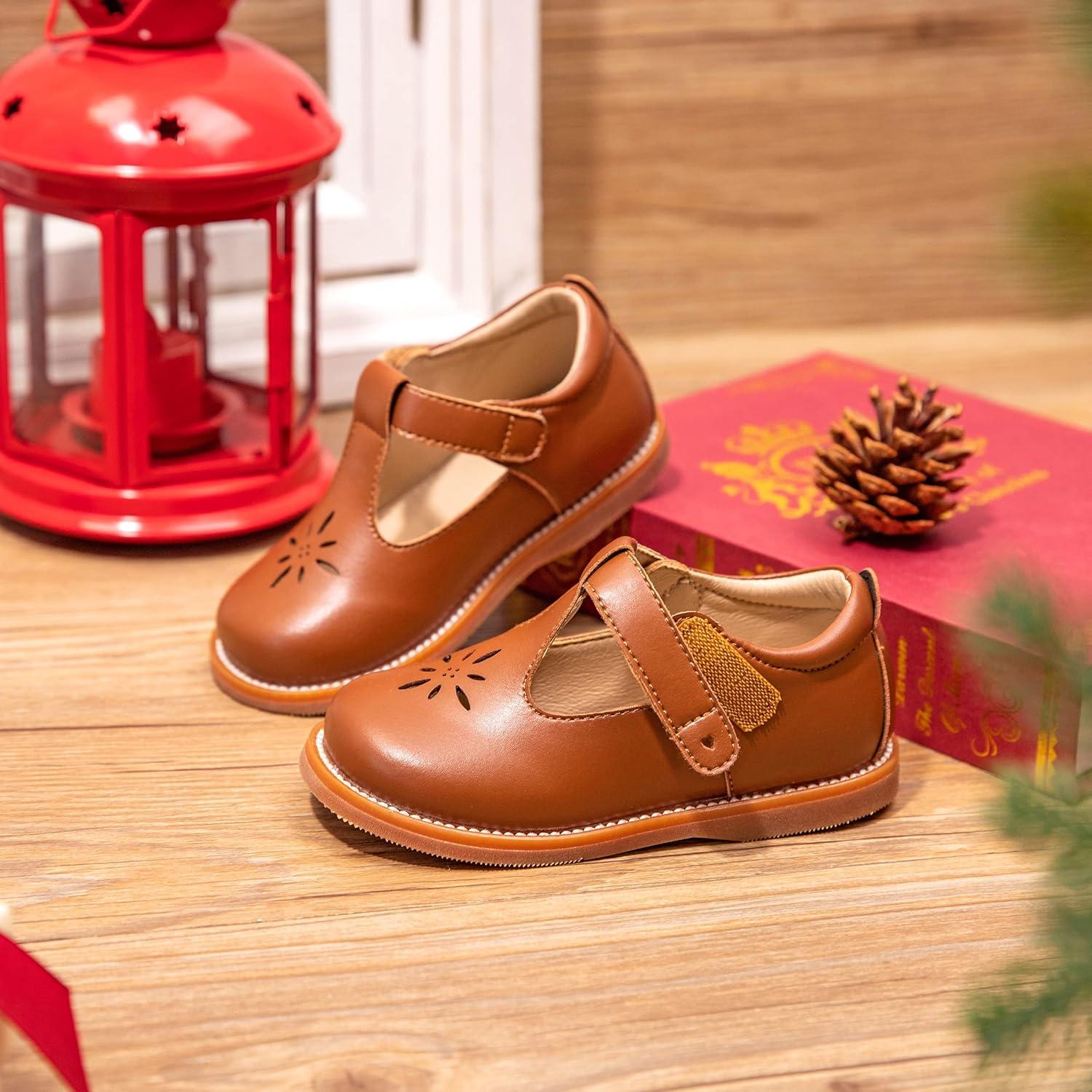 imageKolan Todder Little Girls Oxford Shoes Mary Jane TStrap School Uniform Party Dress Flat ShoesKe02brown