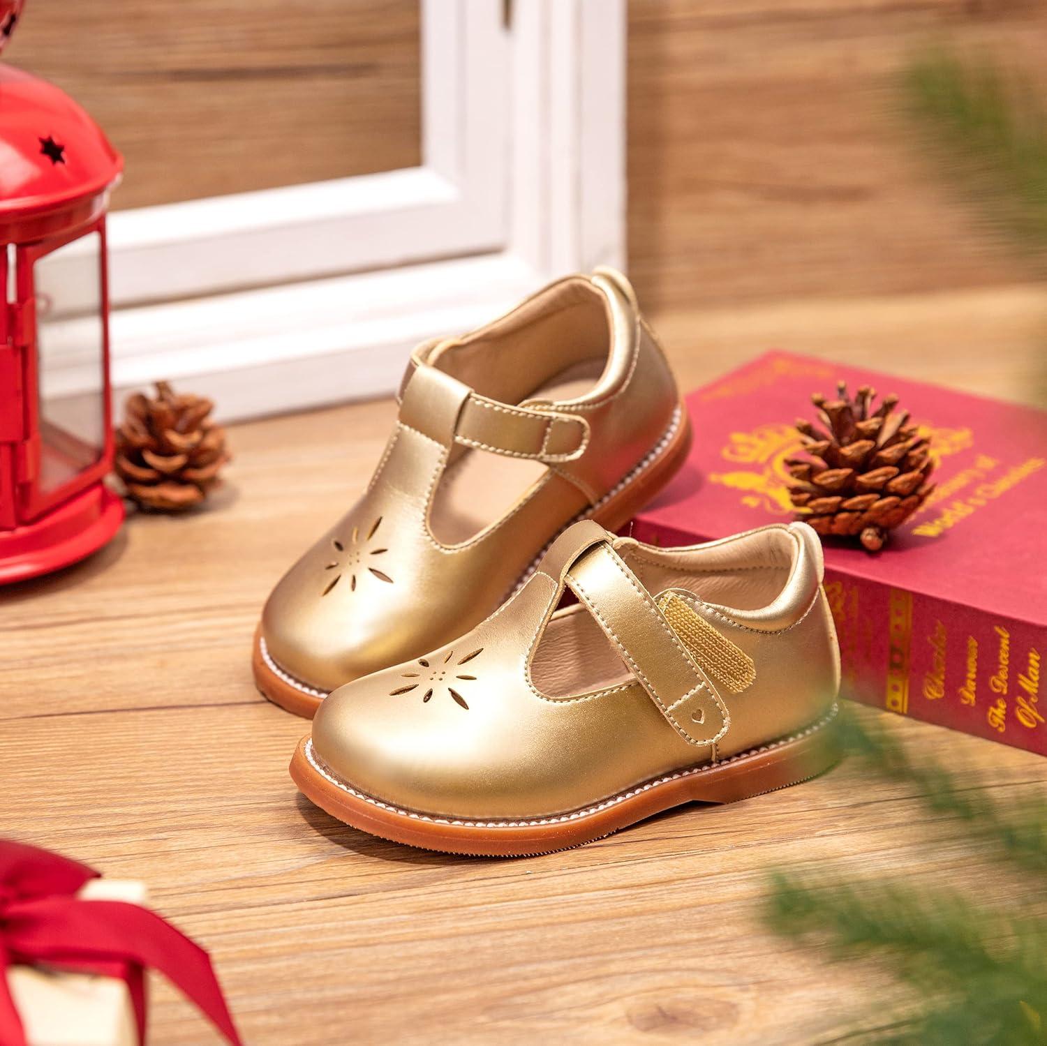 imageKolan Todder Little Girls Oxford Shoes Mary Jane TStrap School Uniform Party Dress Flat ShoesKe02gold