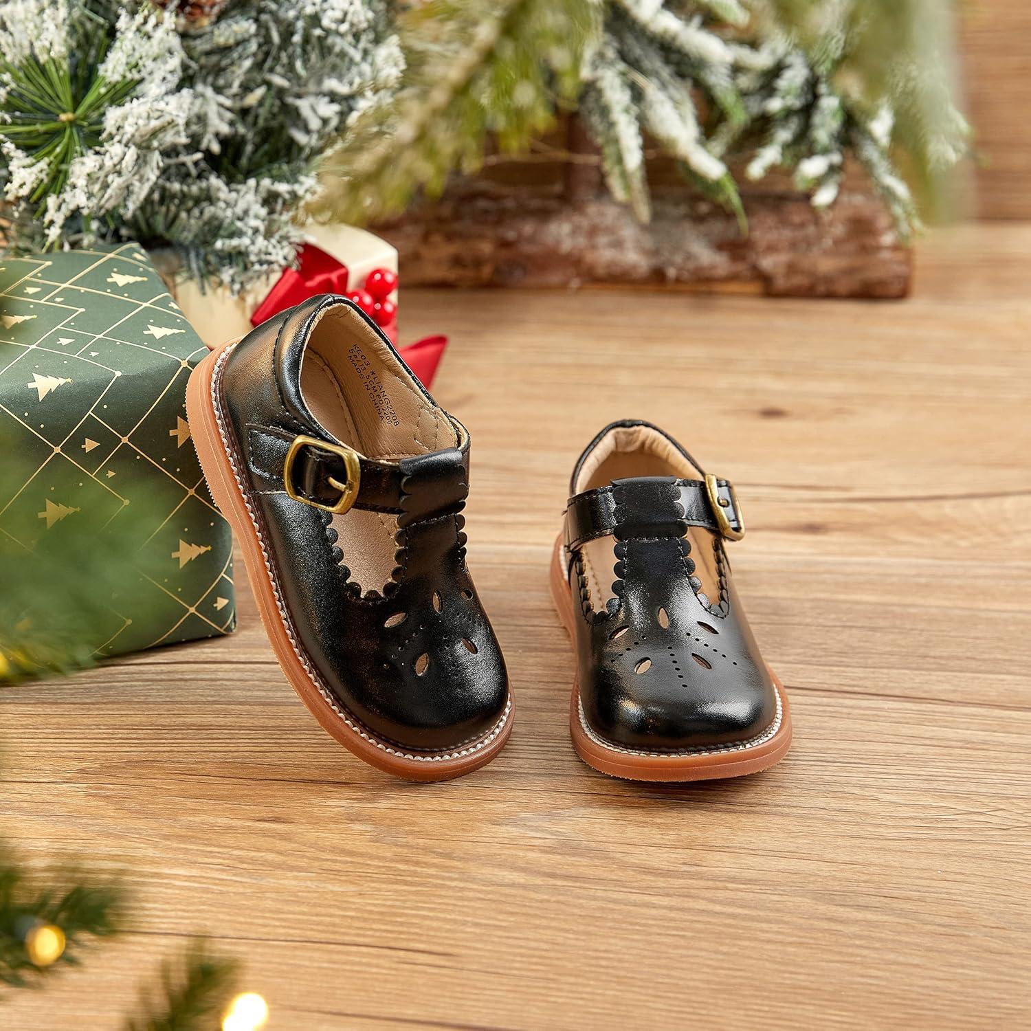 imageKolan Todder Little Girls Oxford Shoes Mary Jane TStrap School Uniform Party Dress Flat ShoesKe03black