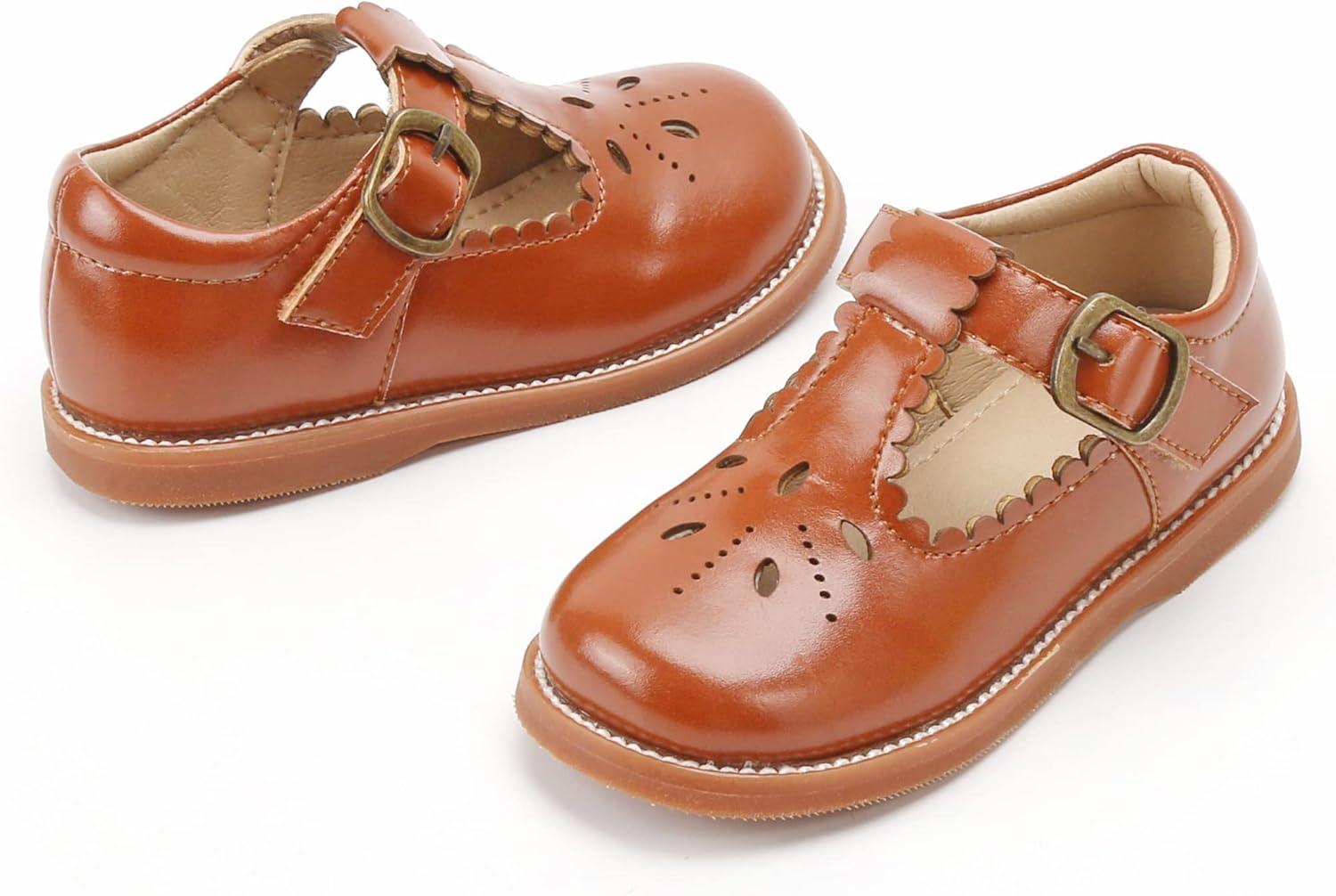 imageKolan Todder Little Girls Oxford Shoes Mary Jane TStrap School Uniform Party Dress Flat ShoesKe03brown