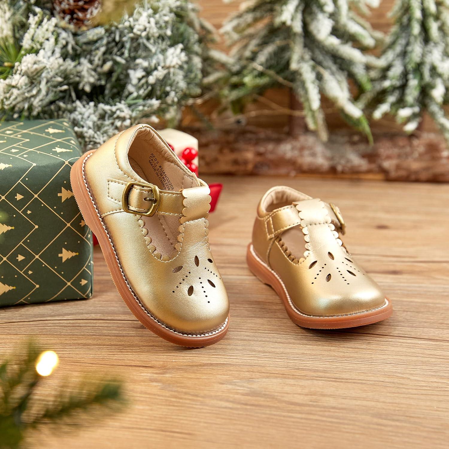 imageKolan Todder Little Girls Oxford Shoes Mary Jane TStrap School Uniform Party Dress Flat ShoesKe03gold