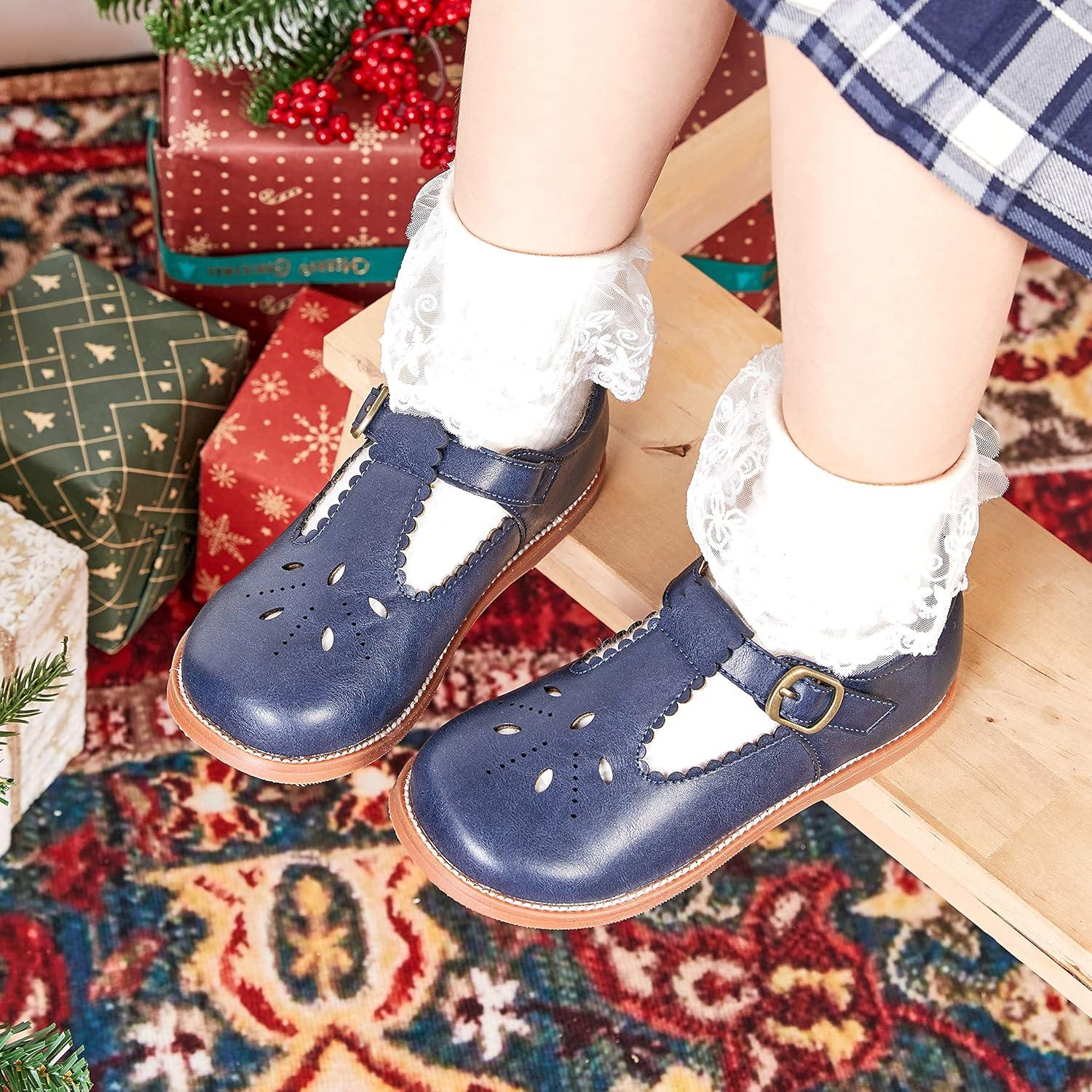 imageKolan Todder Little Girls Oxford Shoes Mary Jane TStrap School Uniform Party Dress Flat ShoesKe03navy Blue