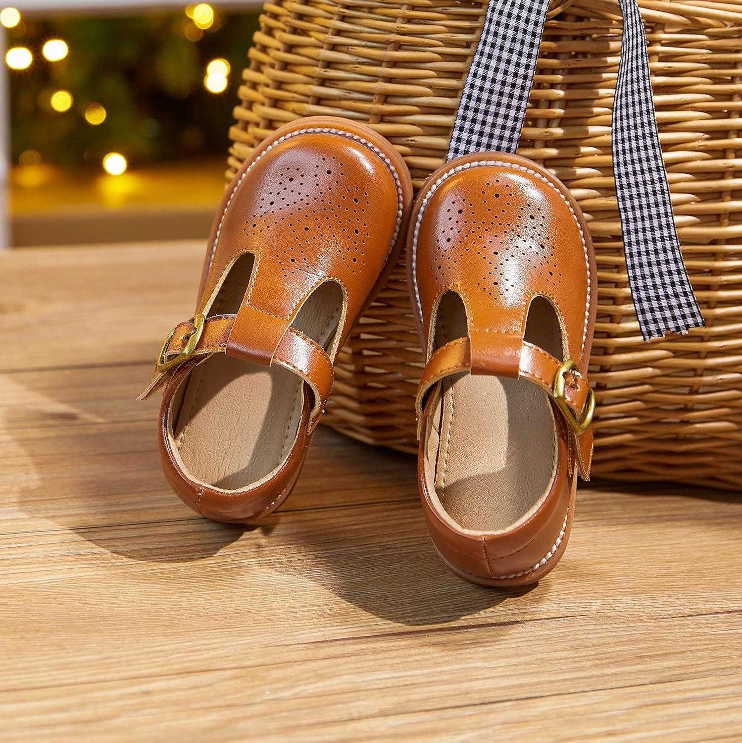 imageKolan Todder Little Girls Oxford Shoes Mary Jane TStrap School Uniform Party Dress Flat ShoesKe04brown