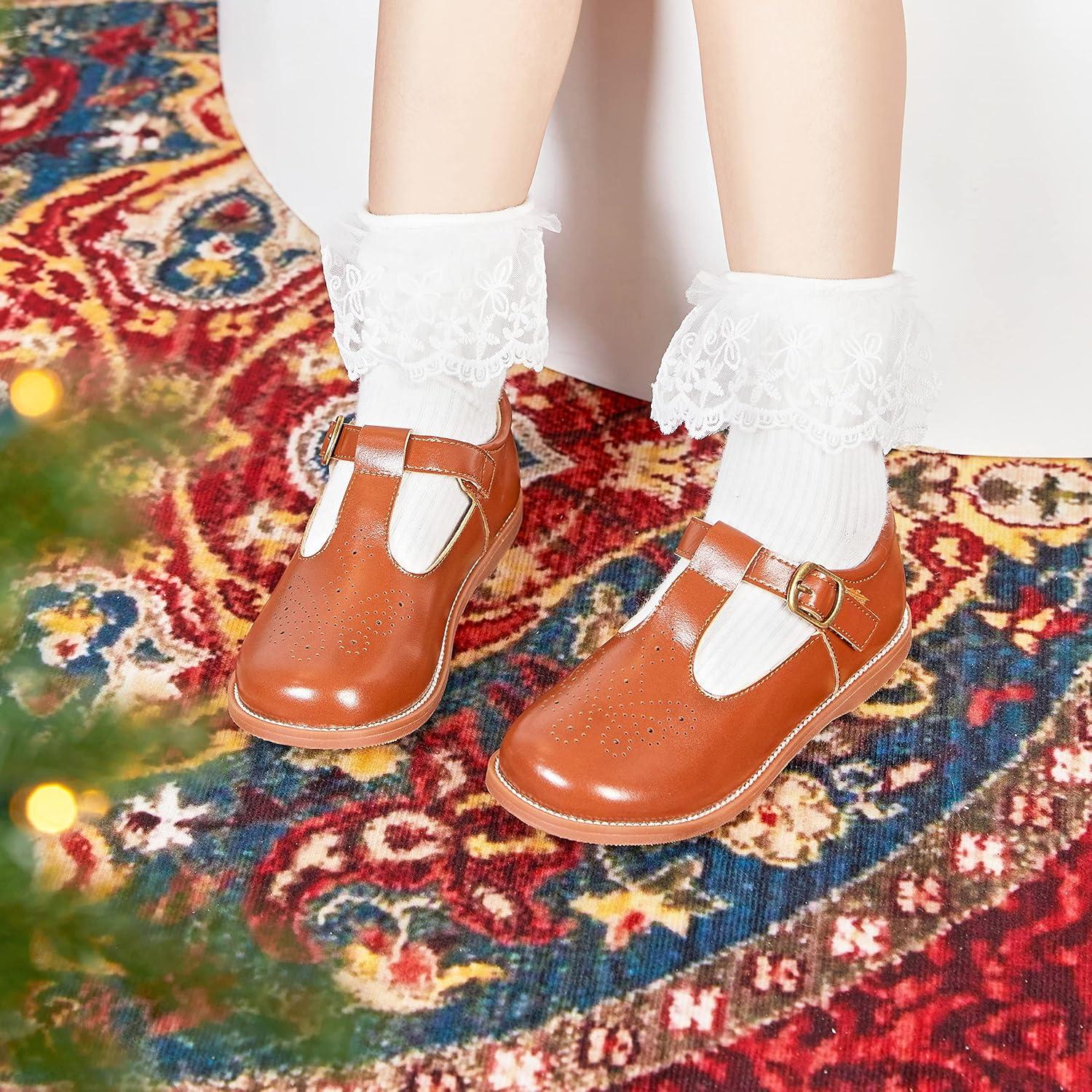 imageKolan Todder Little Girls Oxford Shoes Mary Jane TStrap School Uniform Party Dress Flat ShoesKe04brown