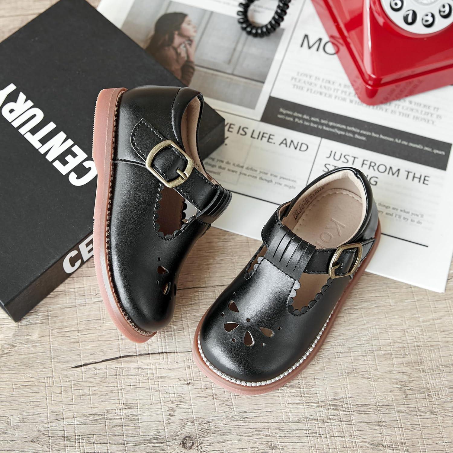 imageKolan Todder Little Girls Oxford Shoes Mary Jane TStrap School Uniform Party Dress Flat ShoesKe10black