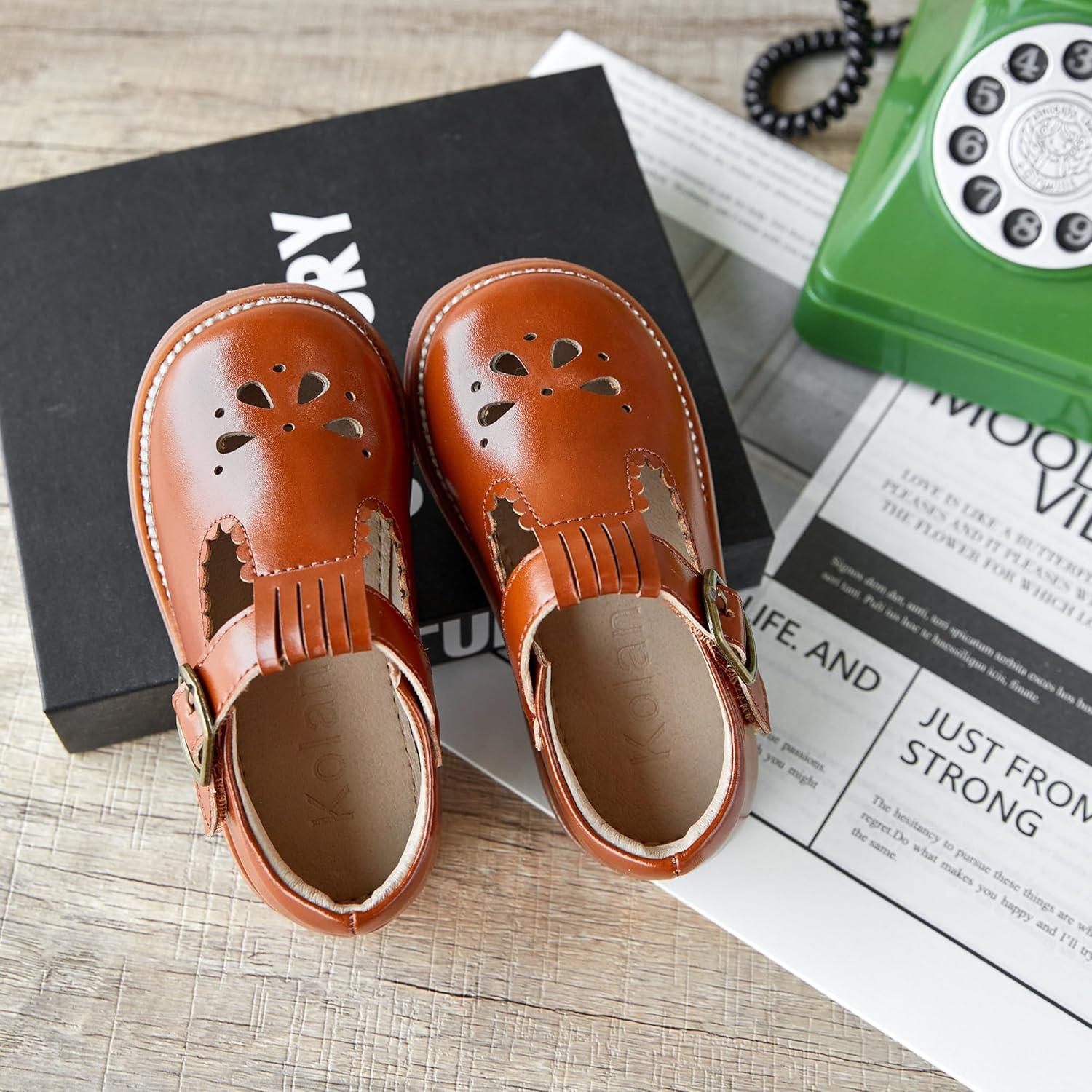 imageKolan Todder Little Girls Oxford Shoes Mary Jane TStrap School Uniform Party Dress Flat ShoesKe10brown