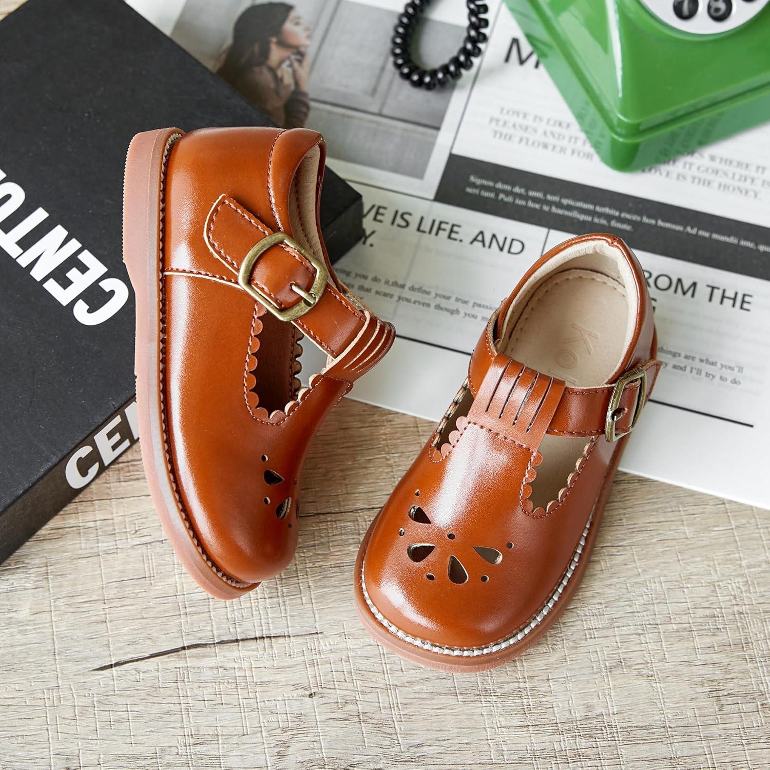 imageKolan Todder Little Girls Oxford Shoes Mary Jane TStrap School Uniform Party Dress Flat ShoesKe10brown